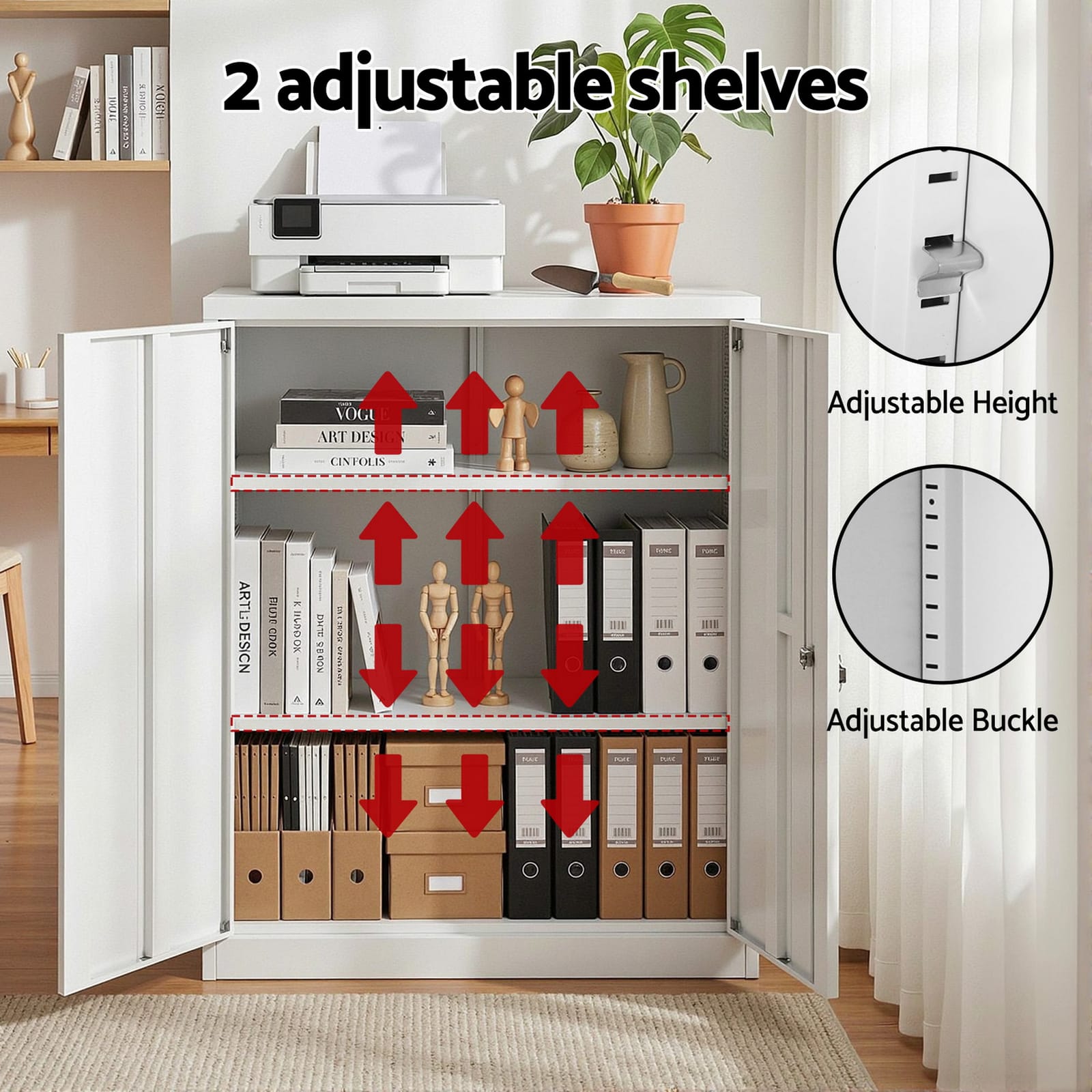 Steel Filing Cabinet White 80x40x100cm