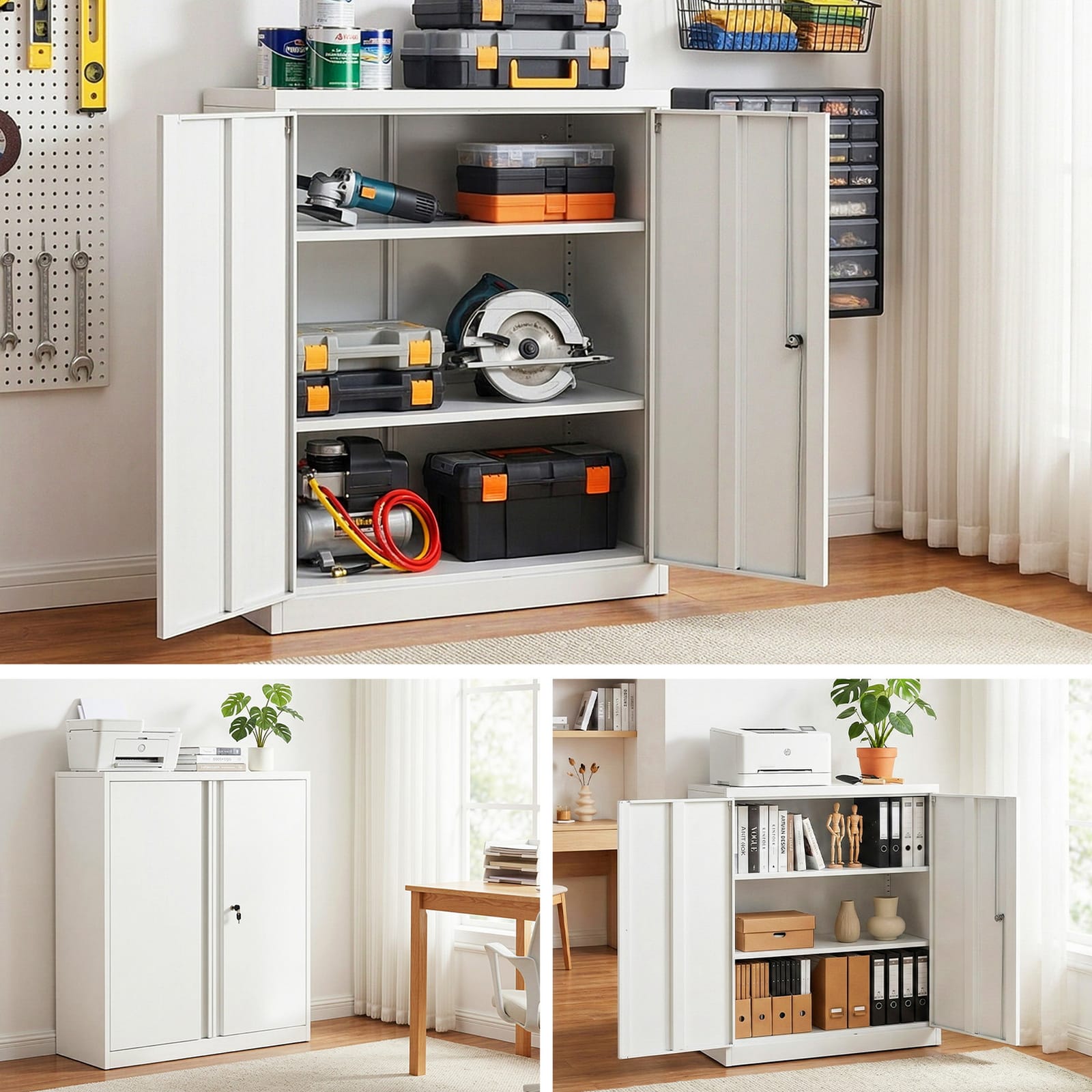 Steel Filing Cabinet White 80x40x100cm