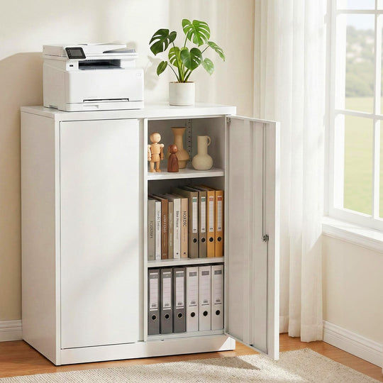 Steel Filing Cabinet White 80x40x100cm