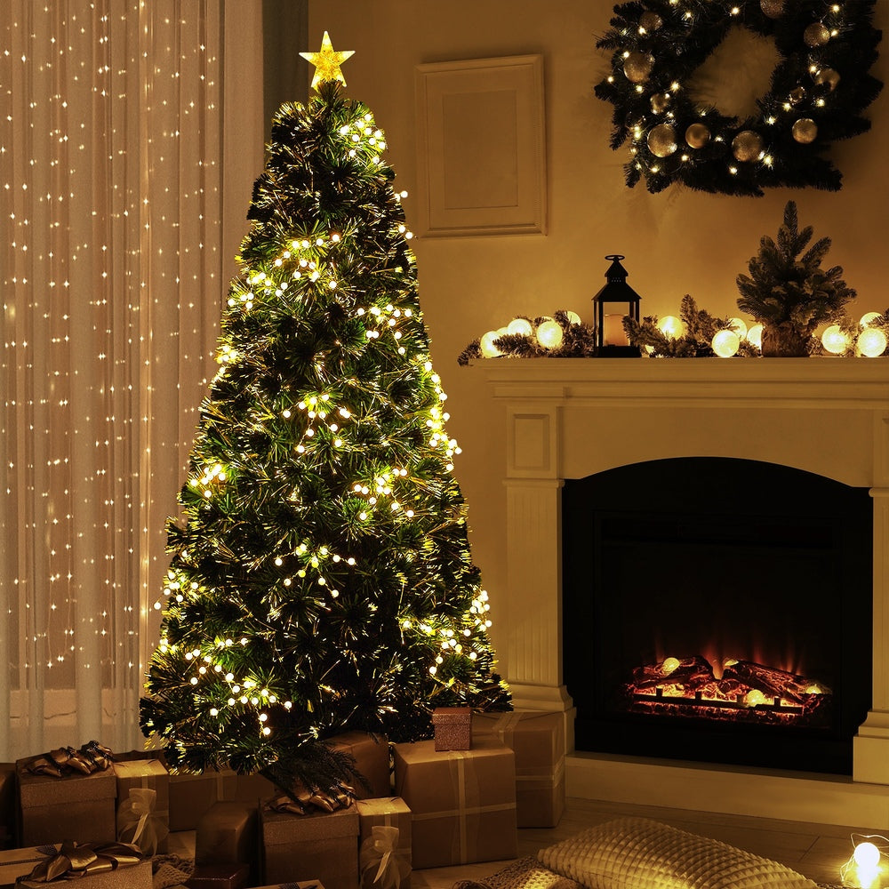 LED Christmas Tree 1.8M 6FT Fibre-Optic Flash Lights Artificial Xmas Decor