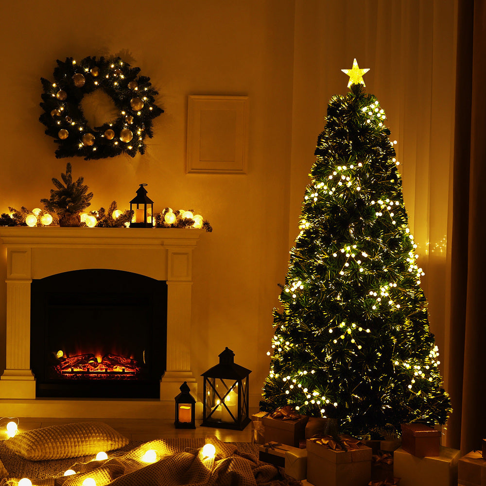 LED Christmas Tree 1.8M 6FT Fibre-Optic Flash Lights Artificial Xmas Decor