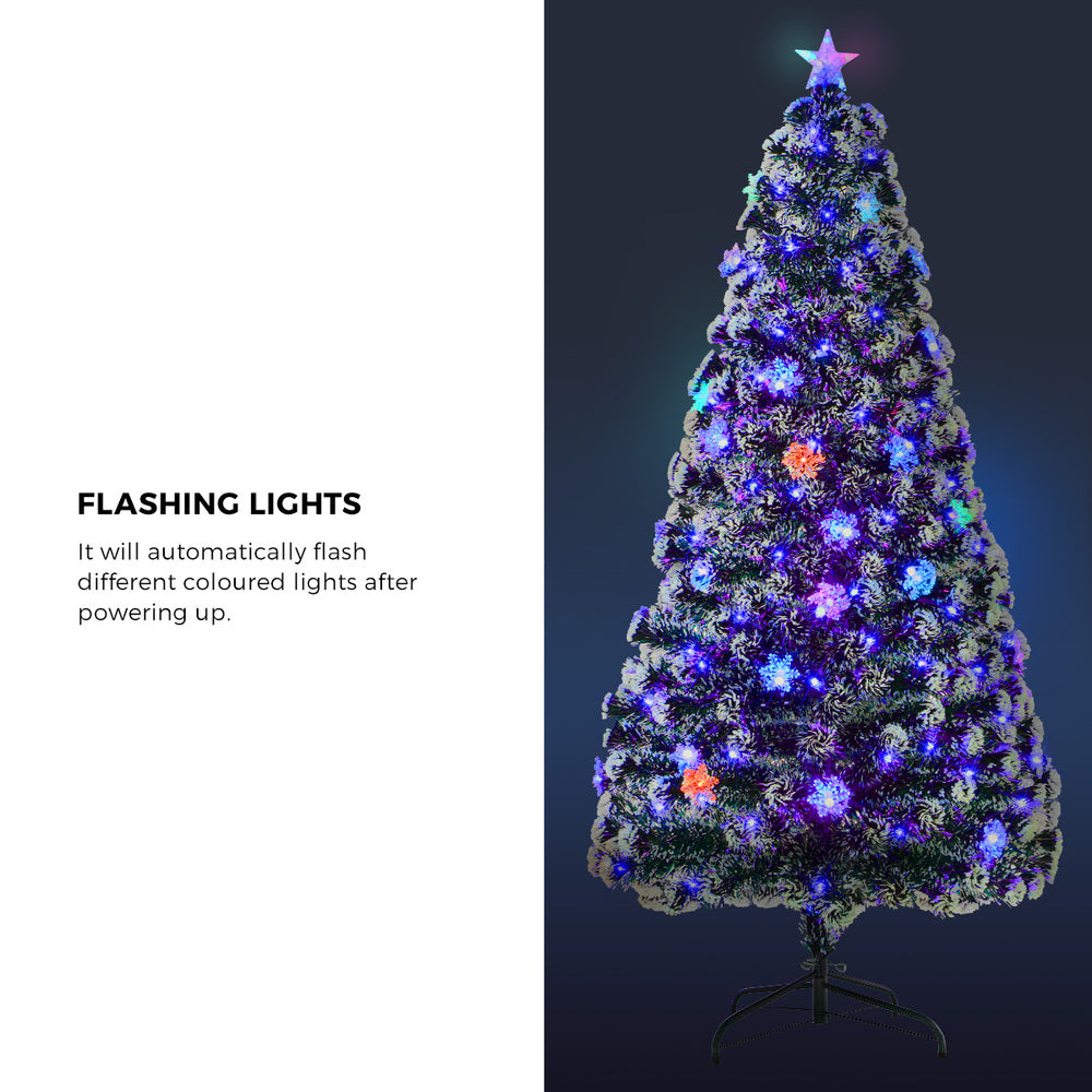 Christmas Tree 1.8M 6FT Snowflakes Green with LED lights