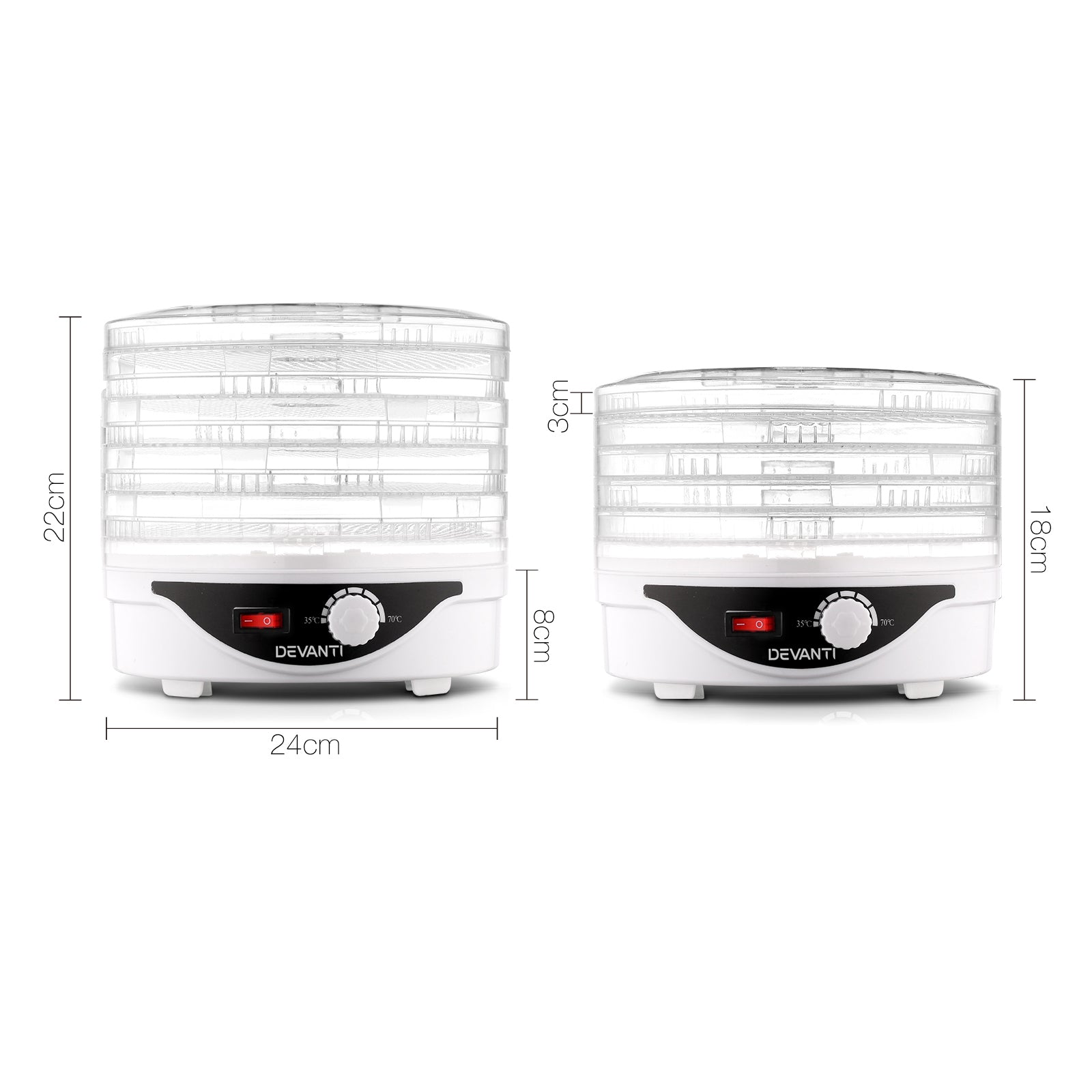 5 Trays Food Dehydrator Fruit Dryer Black/White