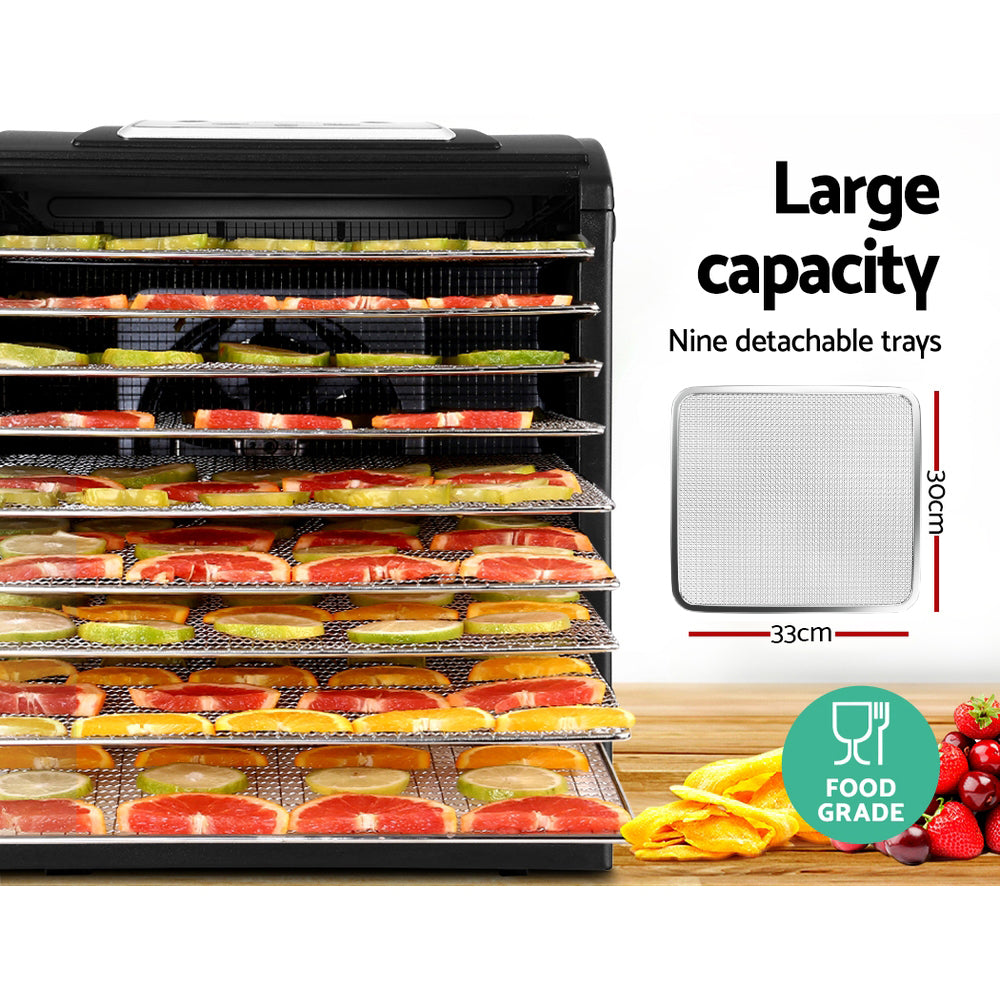 Steel finish - 9 Trays Food Dehydrator Stainless Steel Tray