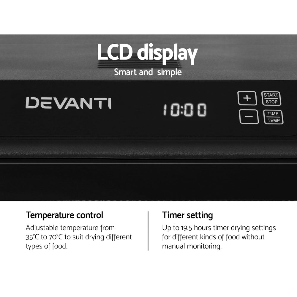 6 Tray Food Dehydrator Stainless Steel Fruit Dryer Jerky Maker Digital Control