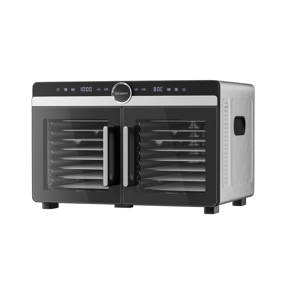 16-Tray Food Dehydrator with Dual-Zone Temperature Control, Stainless Steel