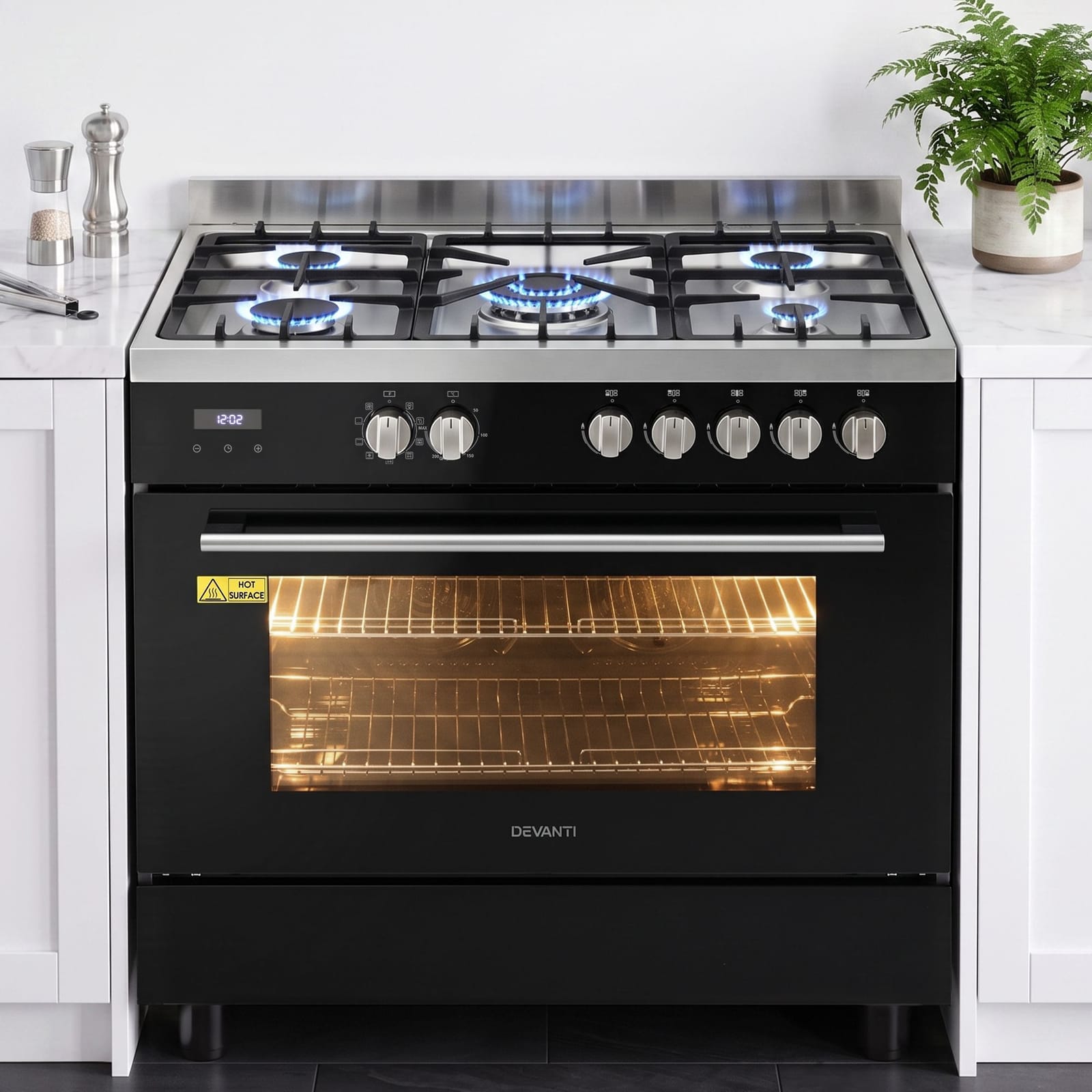 90cm Dual Fuel Cooker 5 Burner Gas Electric | Simpledeals