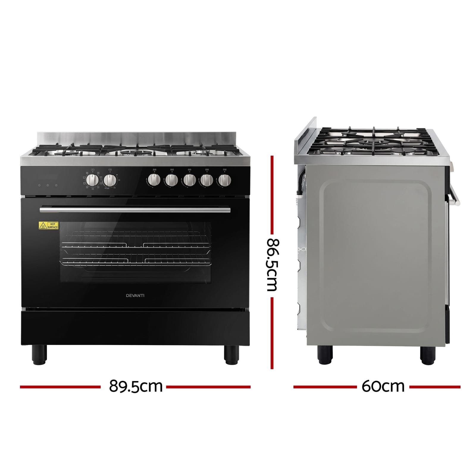 90cm Dual Fuel Cooker 5 Burner Gas Electric | Simpledeals