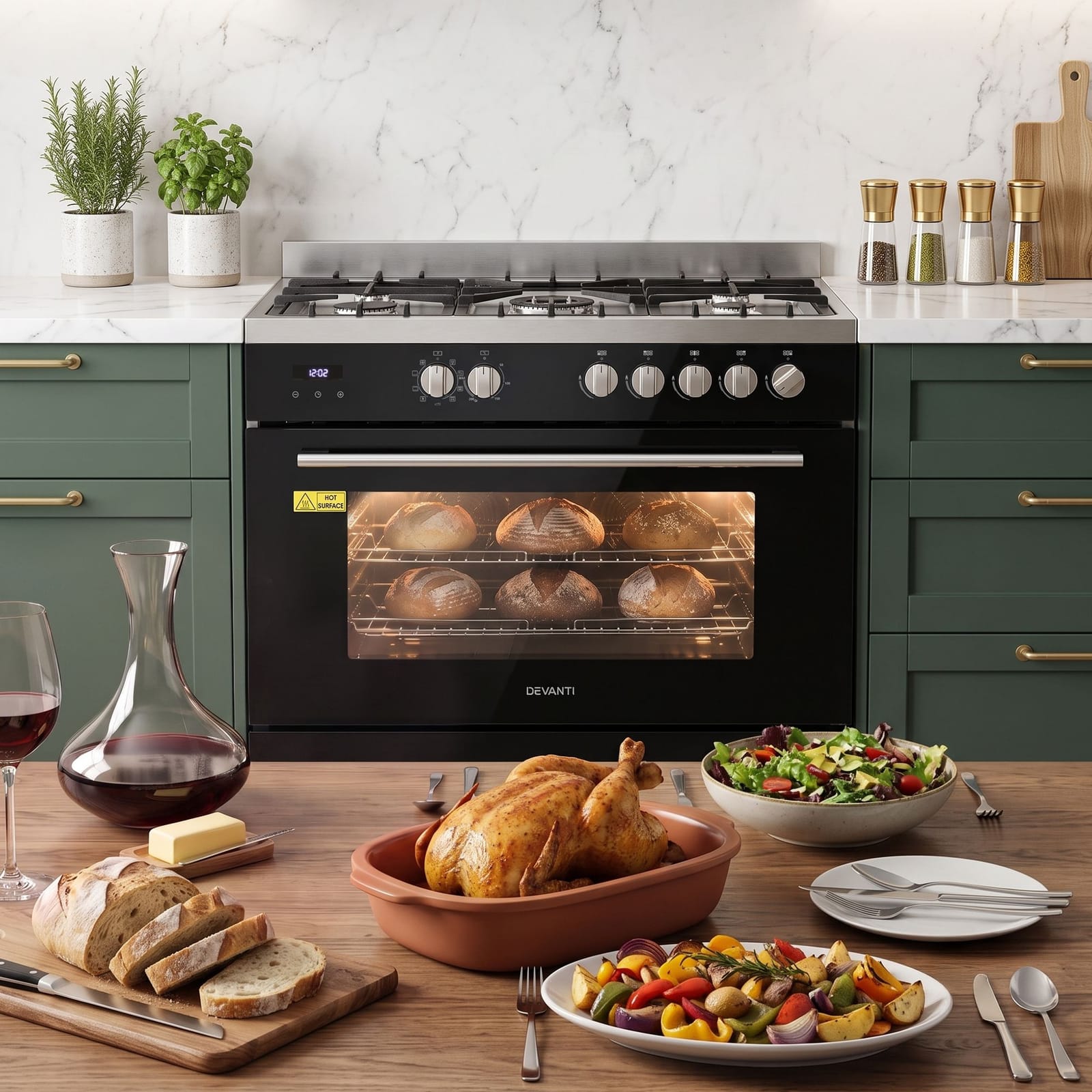 90cm Dual Fuel Cooker 5 Burner Gas Electric | Simpledeals