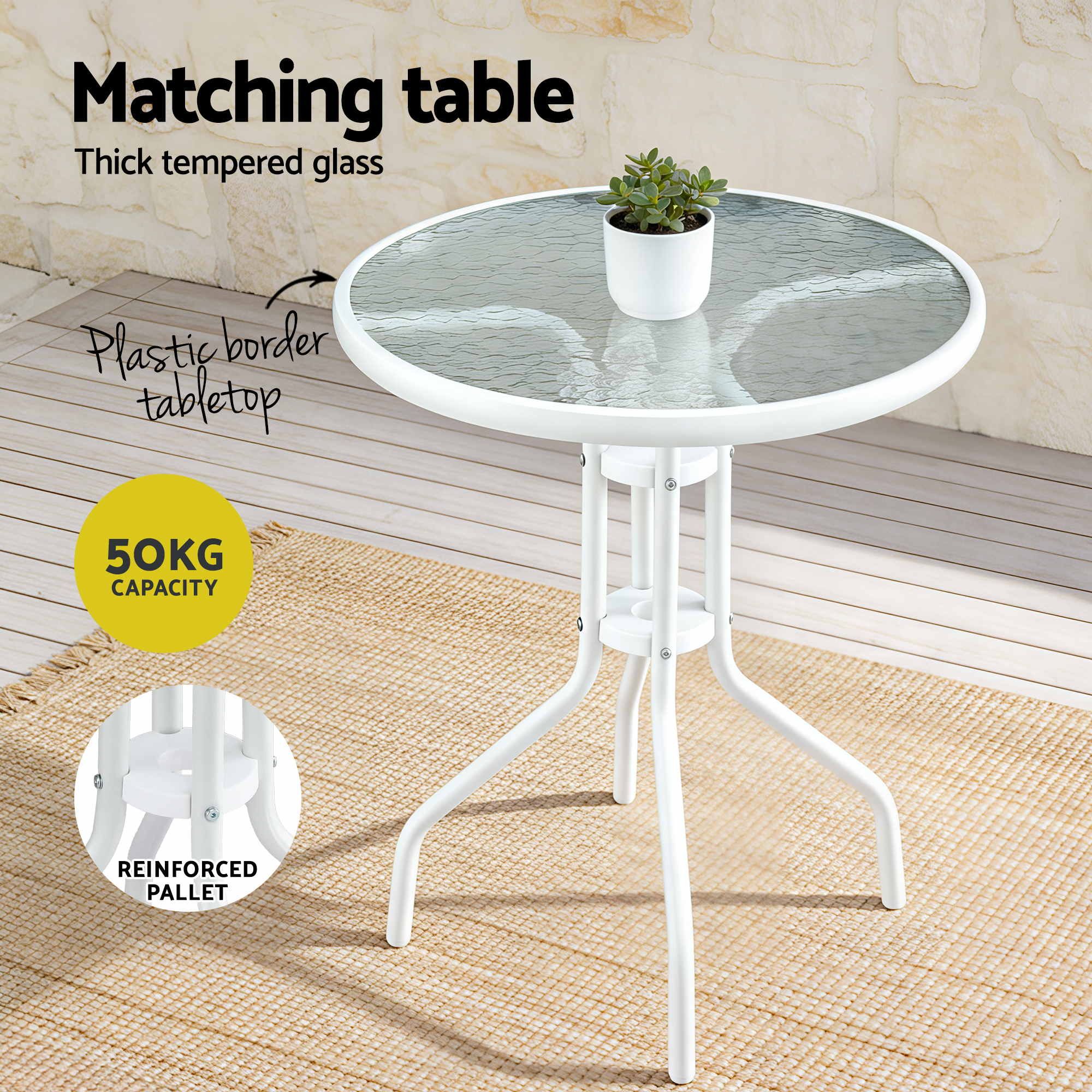 Outdoor Bistro Set 3 Piece Patio Table Chairs | Simpledeals
