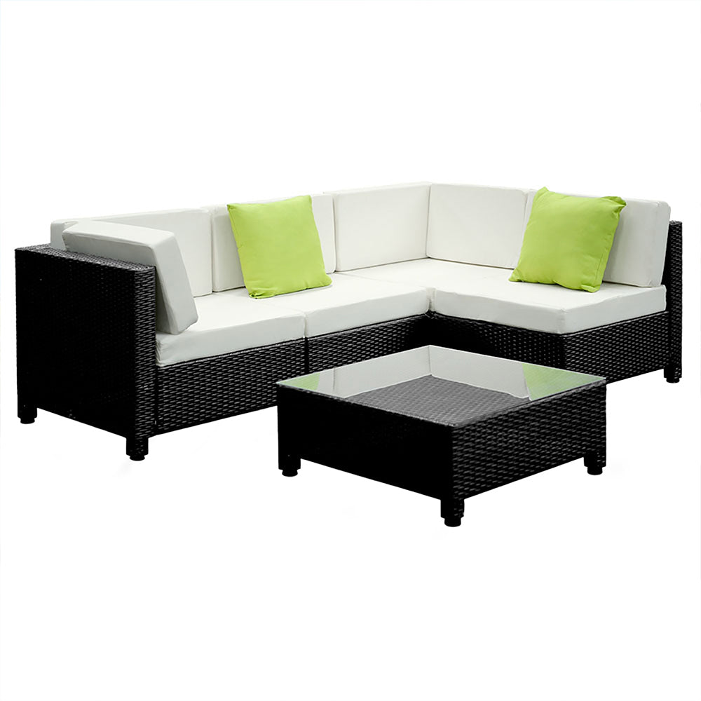 5PC Outdoor Furniture Sofa Set Lounge Setting Wicker Couches Garden Patio Pool