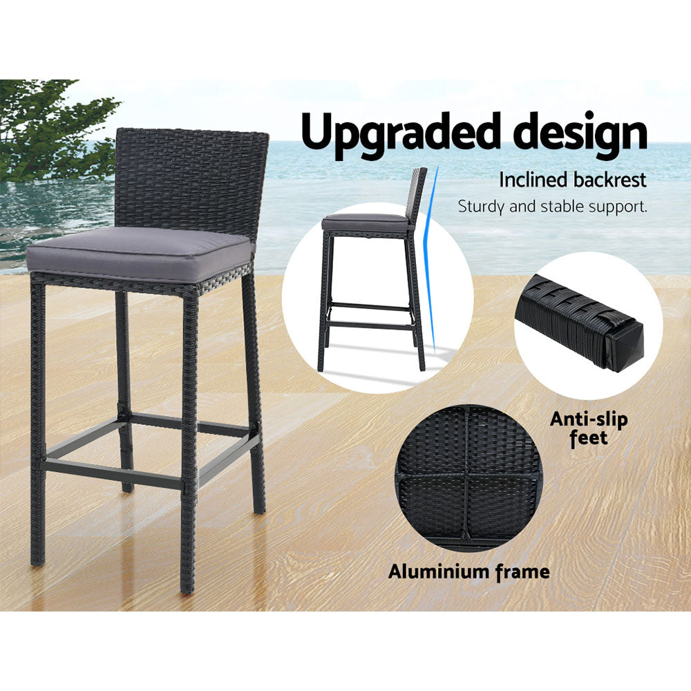5-Piece Outdoor Bar Set Wicker Patio Dining Table & Stools Furniture