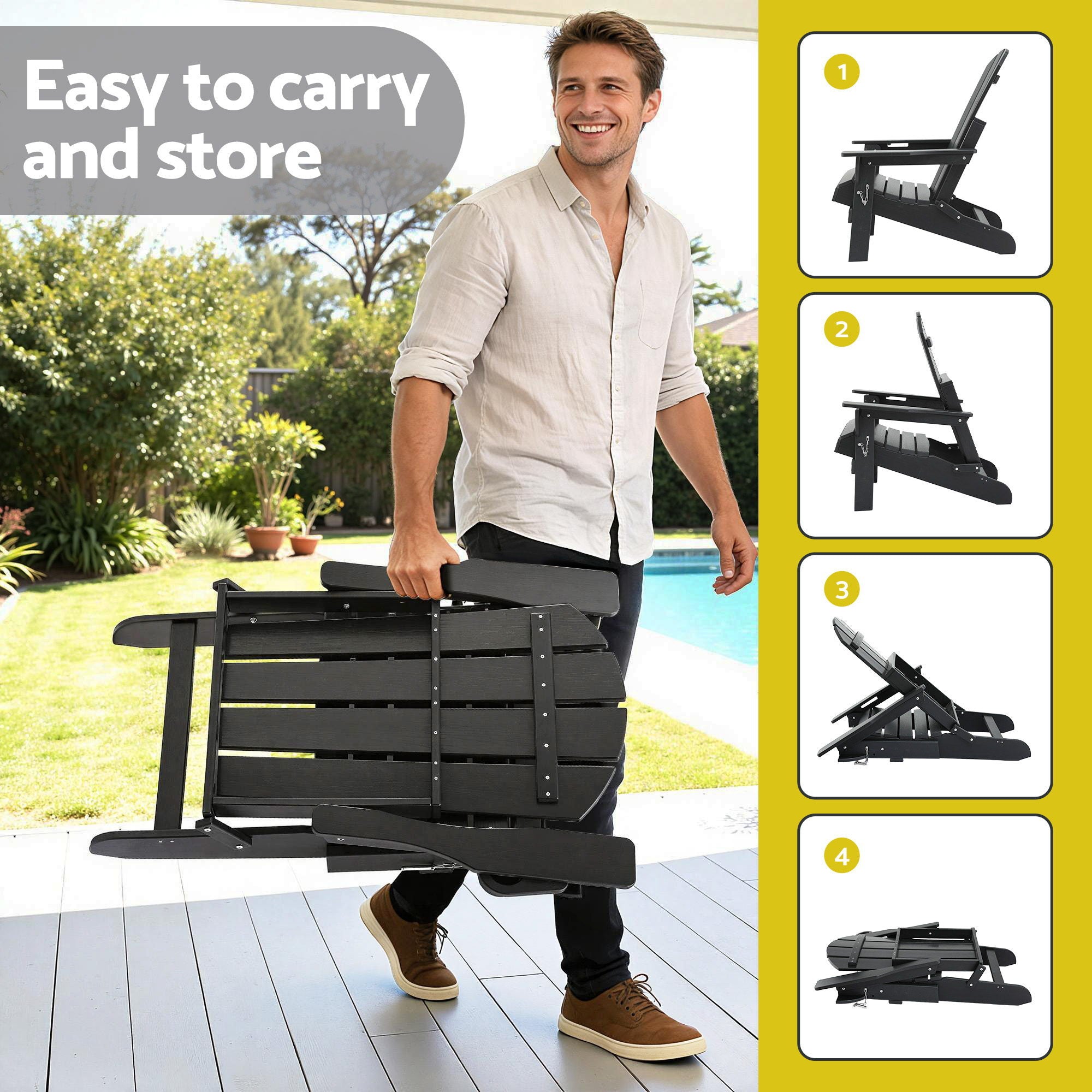 Adirondack Outdoor Chair Table Set HDPE Folding | Simpledeals