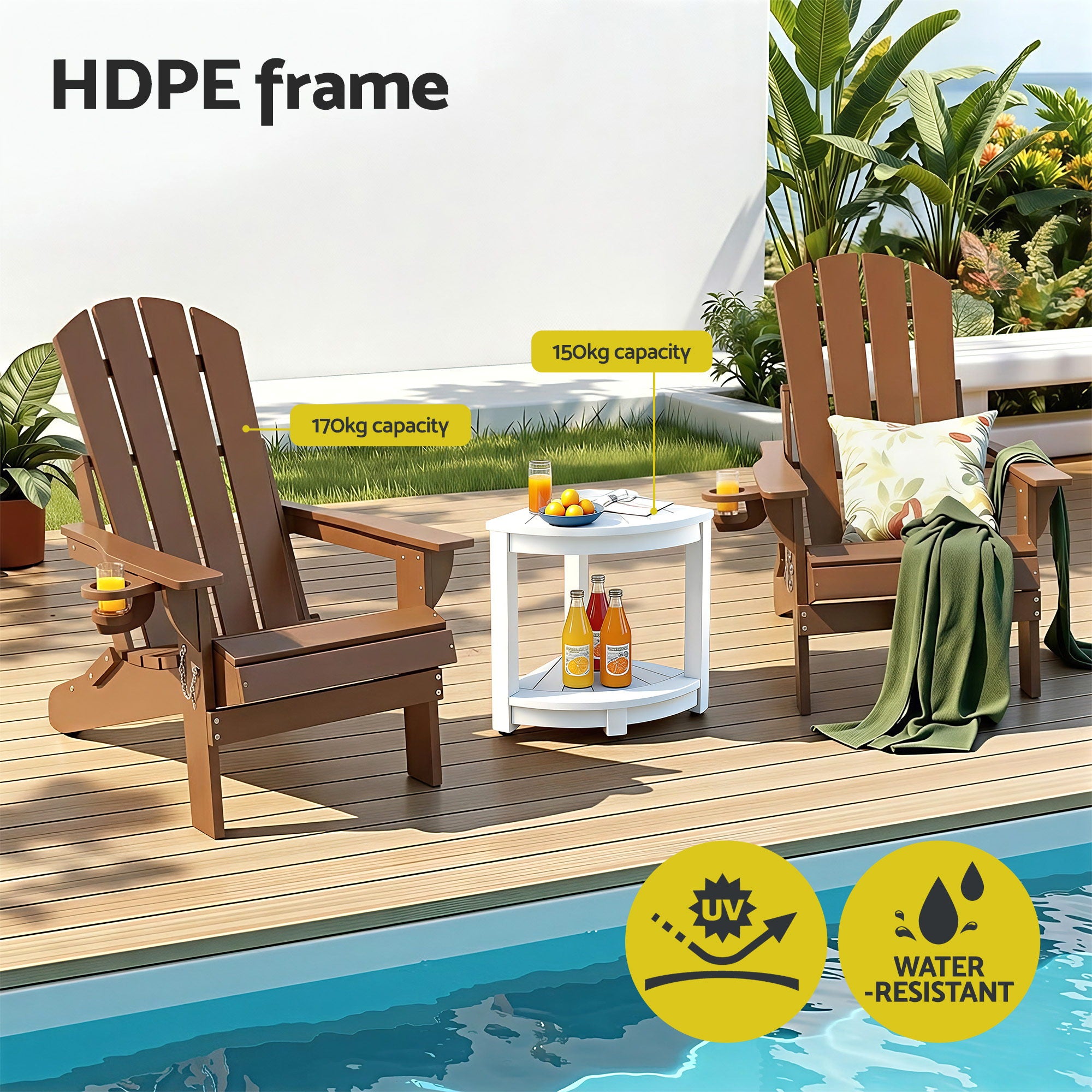 Gardeon Adirondack Outdoor Chair Set 3 Piece | Simpledeals