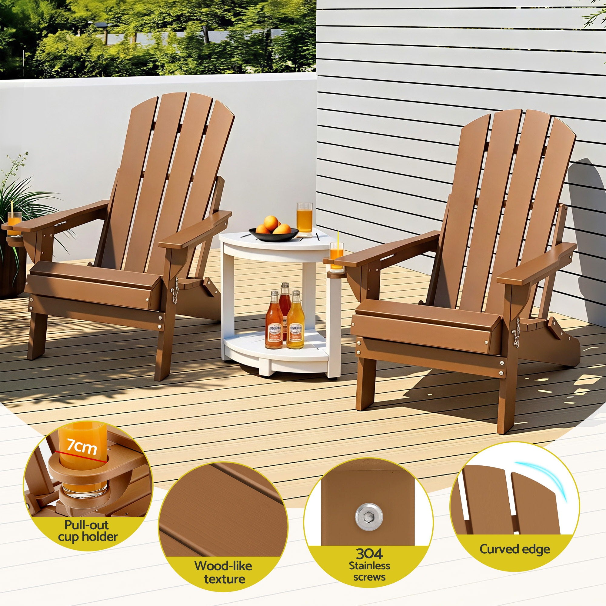Gardeon Adirondack Outdoor Chair Set 3 Piece | Simpledeals