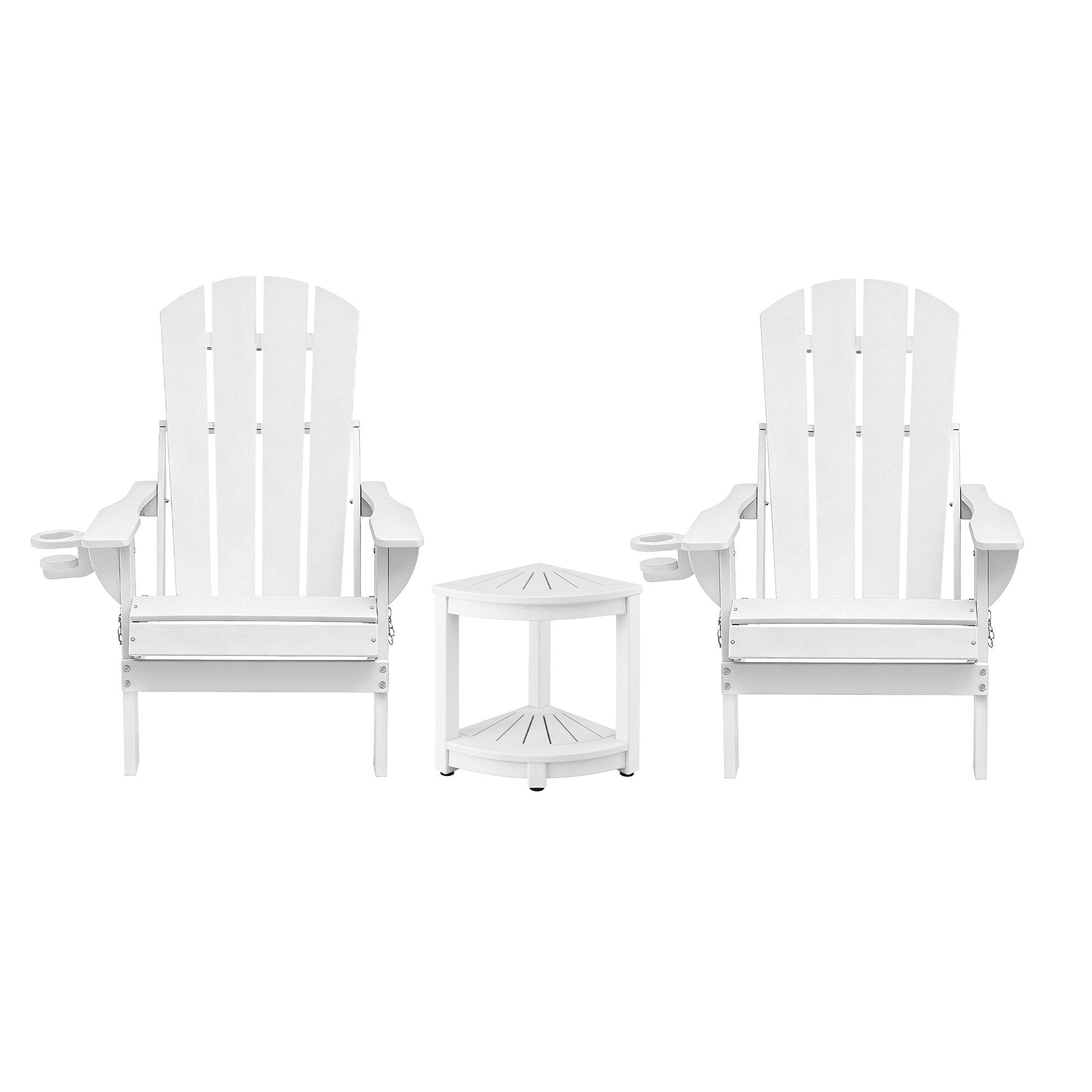 Adirondack Outdoor Chair Table Set HDPE 3pc | Simpledeals