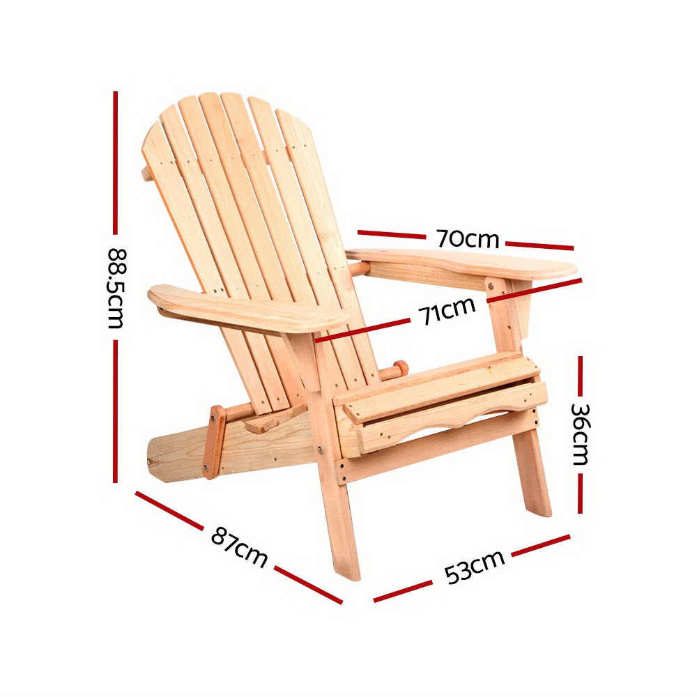 Patio Furniture Outdoor Chairs Beach Chair Wooden Adirondack Garden Lounge 2PC