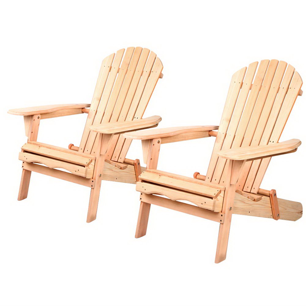Patio Furniture Outdoor Chairs Beach Chair Wooden Adirondack Garden Lounge 2PC
