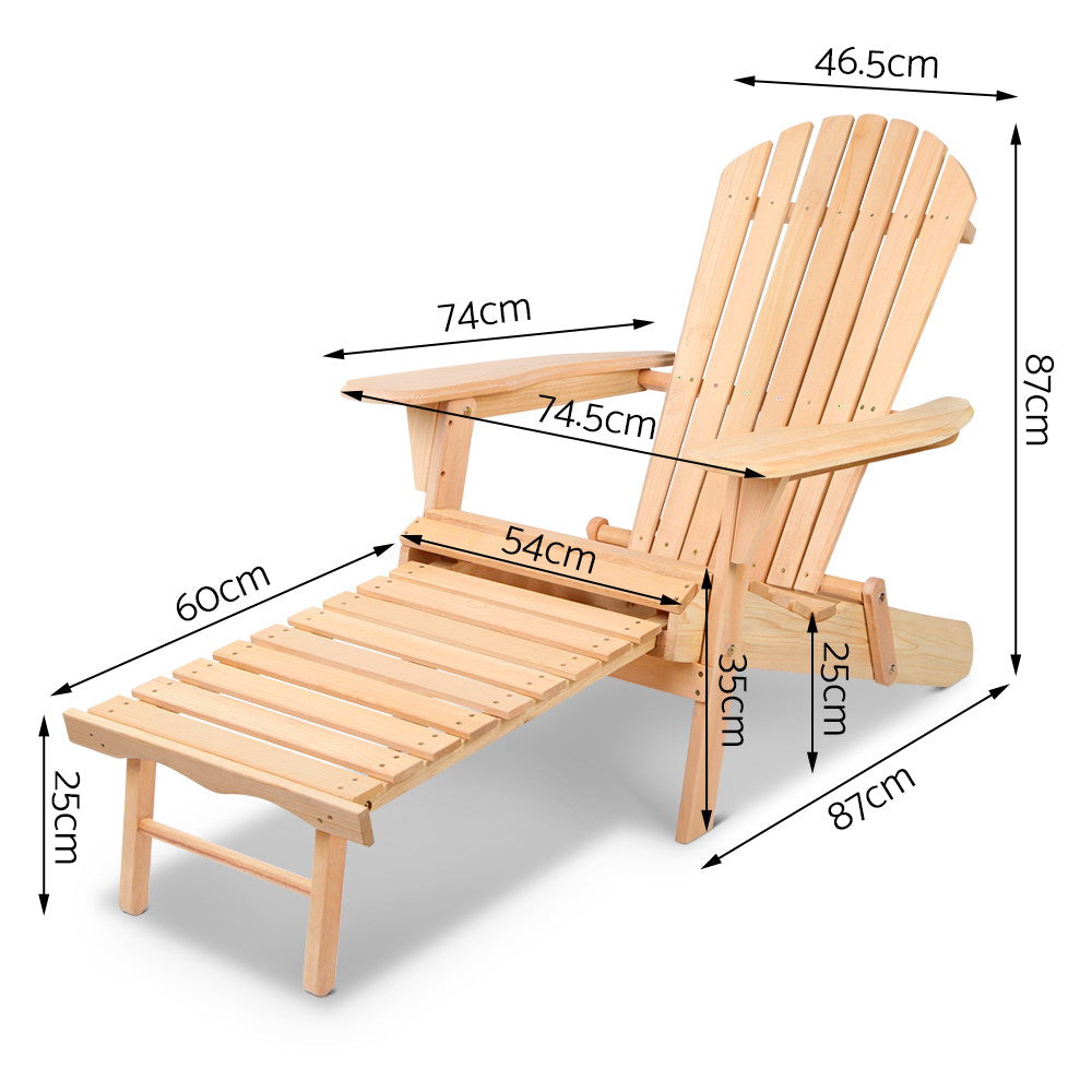 Outdoor Chairs - Natural Wood Sun Lounge