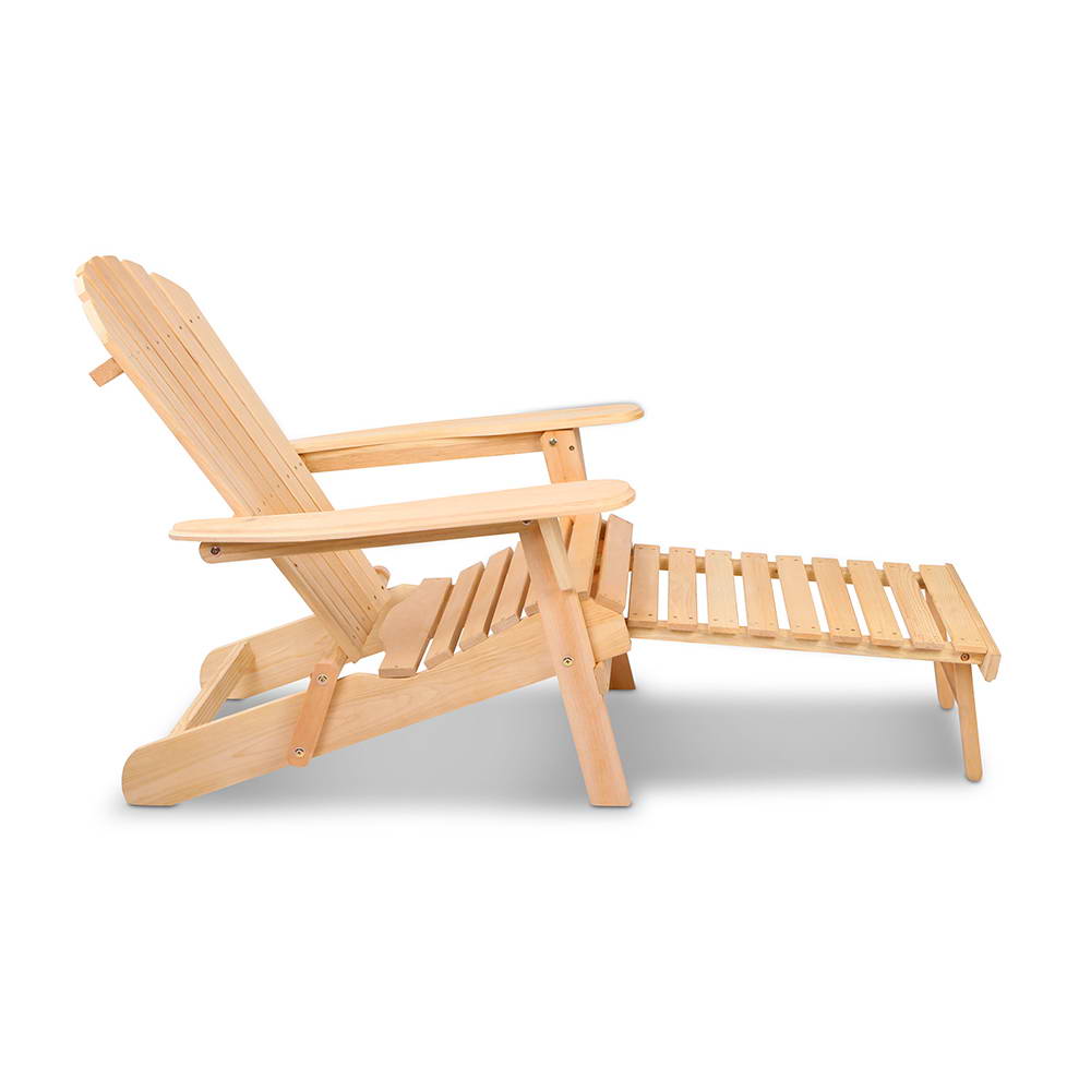 Outdoor Chairs - Natural Wood Sun Lounge