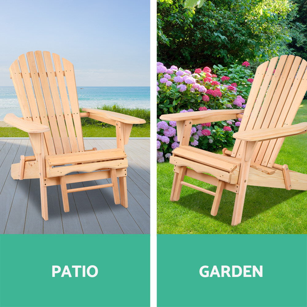 Outdoor Chairs - Natural Wood Sun Lounge