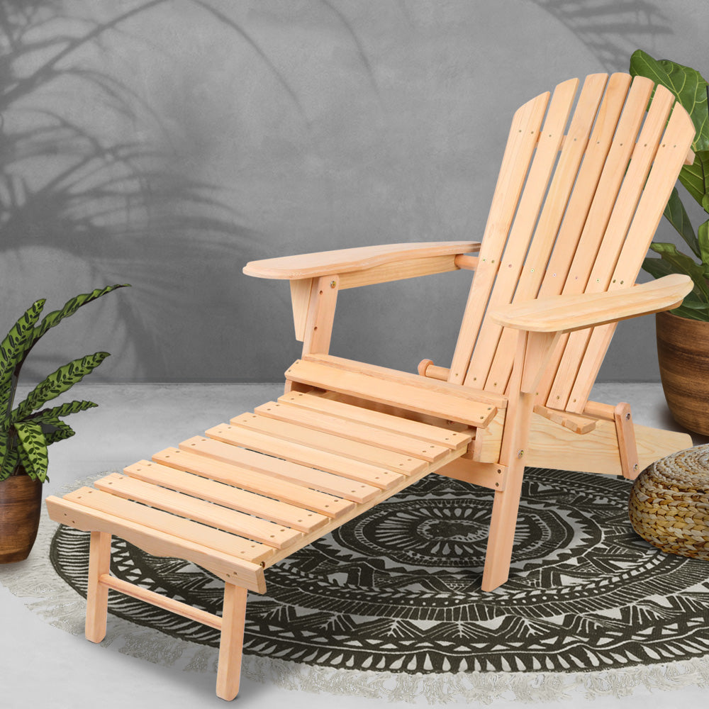Outdoor Chairs - Natural Wood Sun Lounge