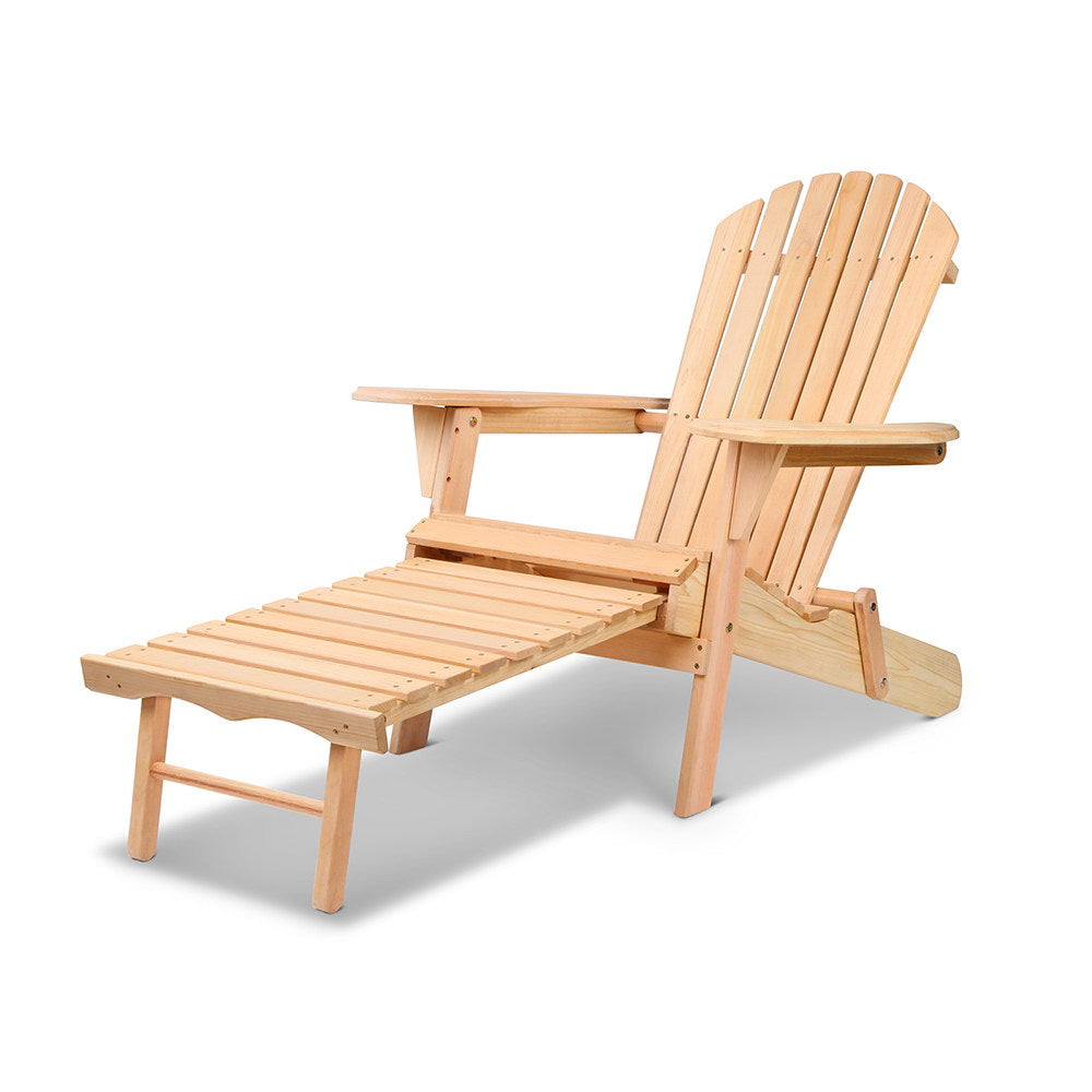 Outdoor Chairs - Natural Wood Sun Lounge