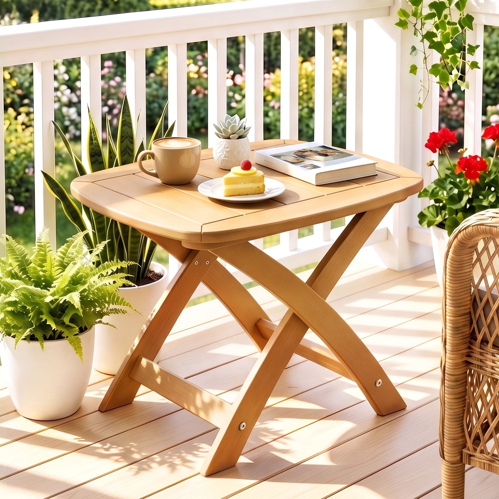 Outdoor Side Table Natural 53x46x39cm