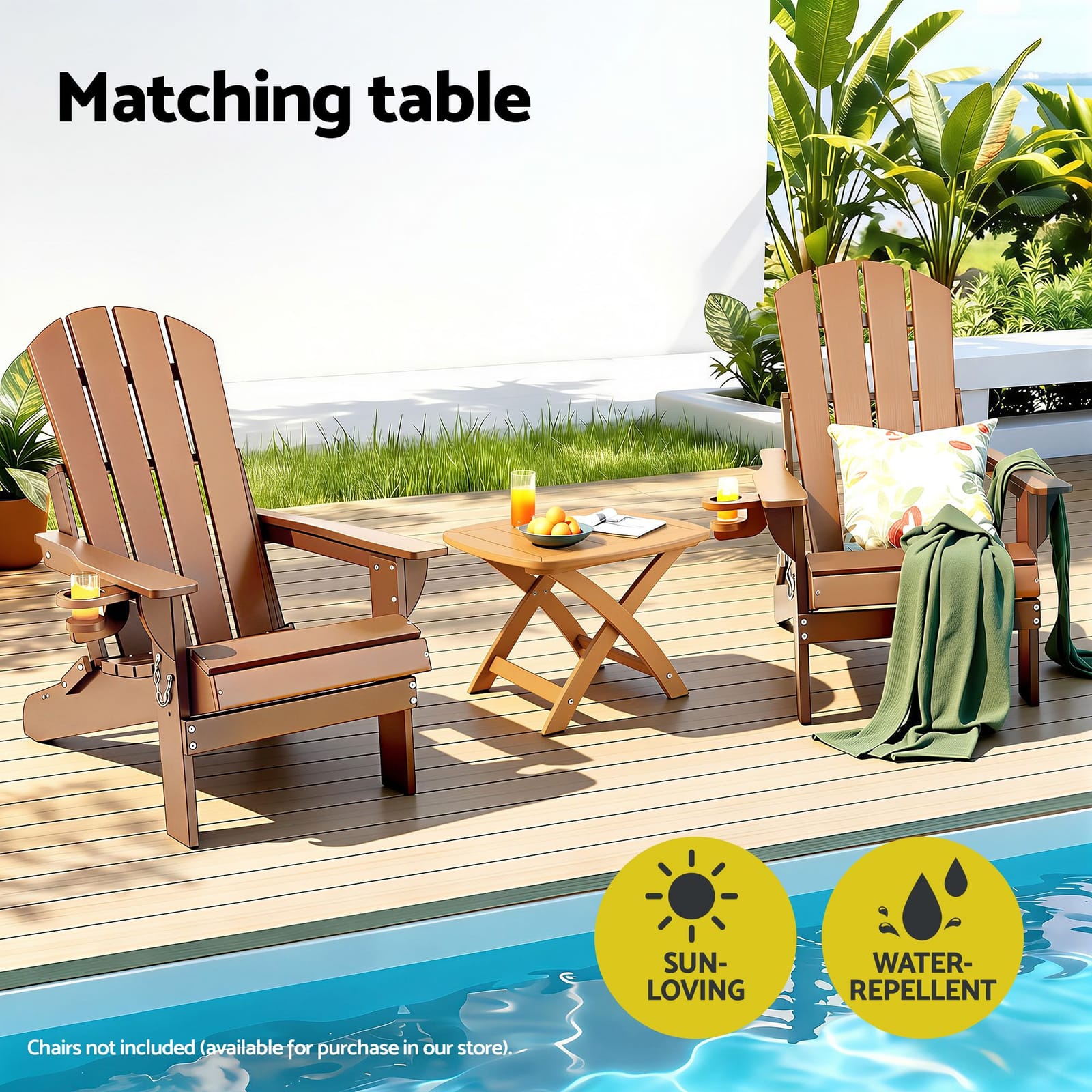 Outdoor Side Table Natural 53x46x39cm
