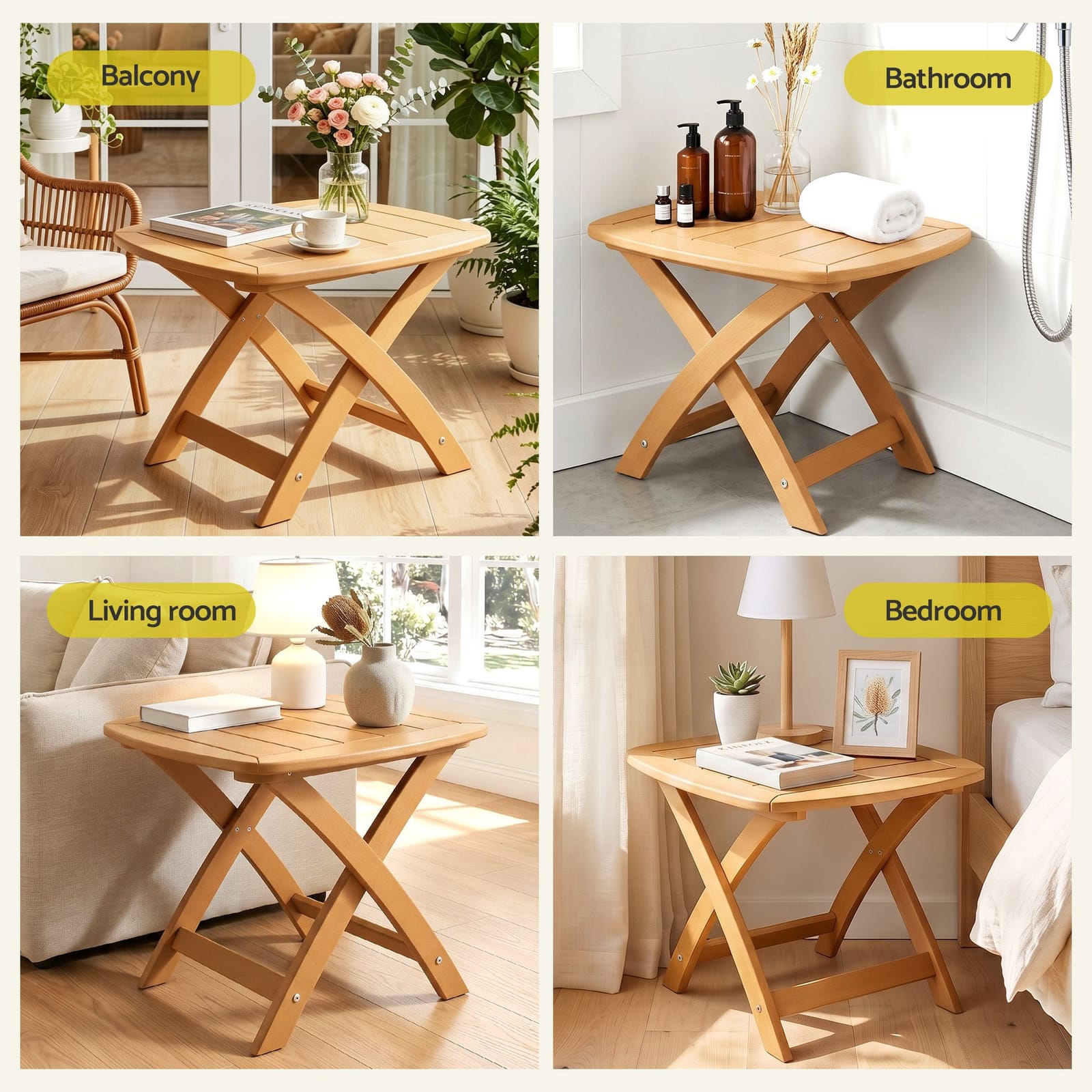 Outdoor Side Table Natural 53x46x39cm