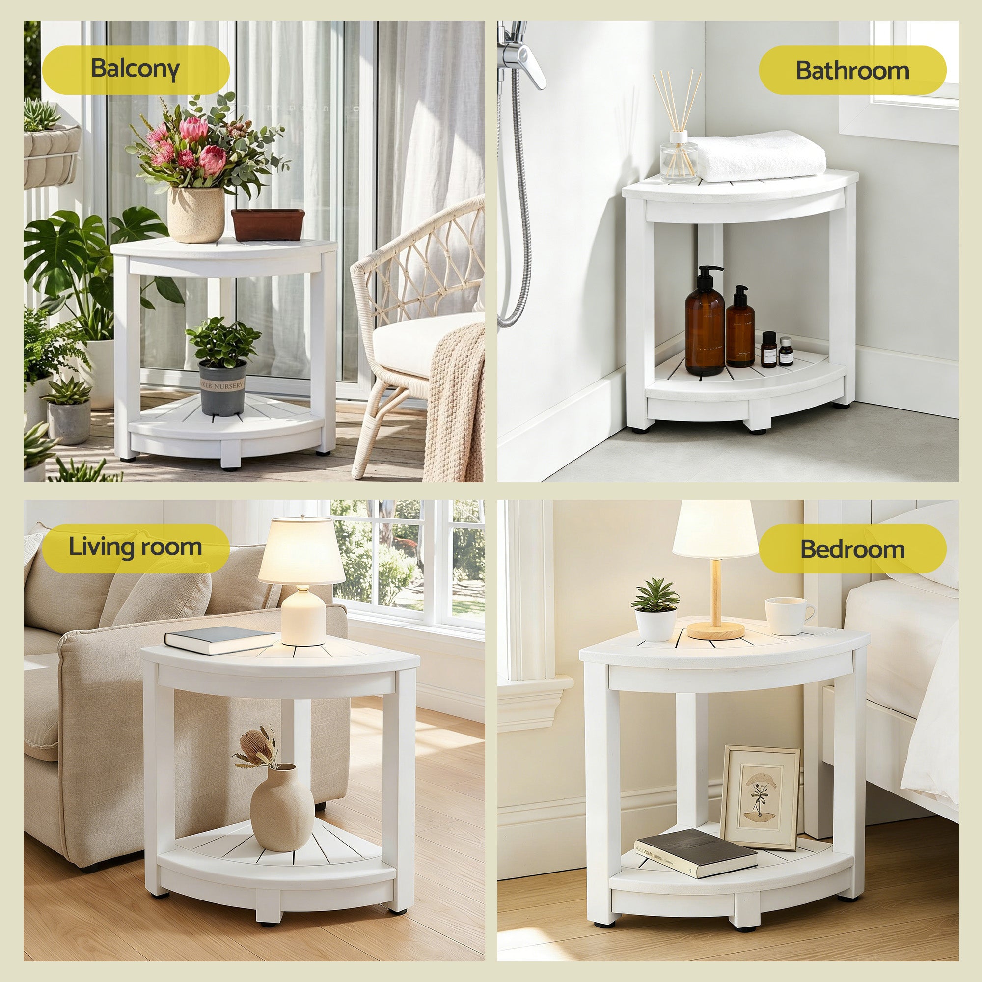 HDPE Shower Stool Corner Bench Outdoor Side Table | Simpledeals