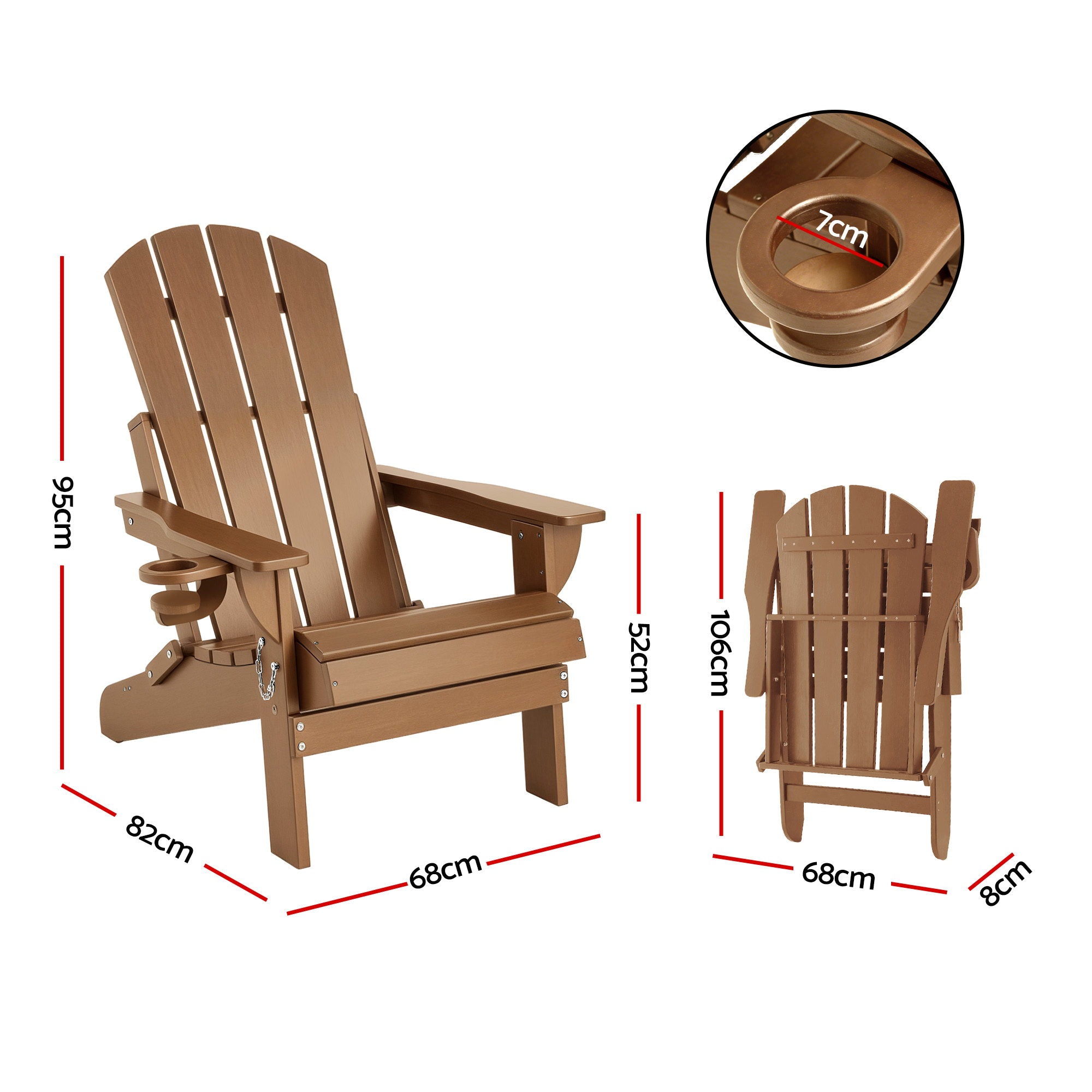 Gardeon Adirondack Folding Beach Chair HDPE | Simpledeals