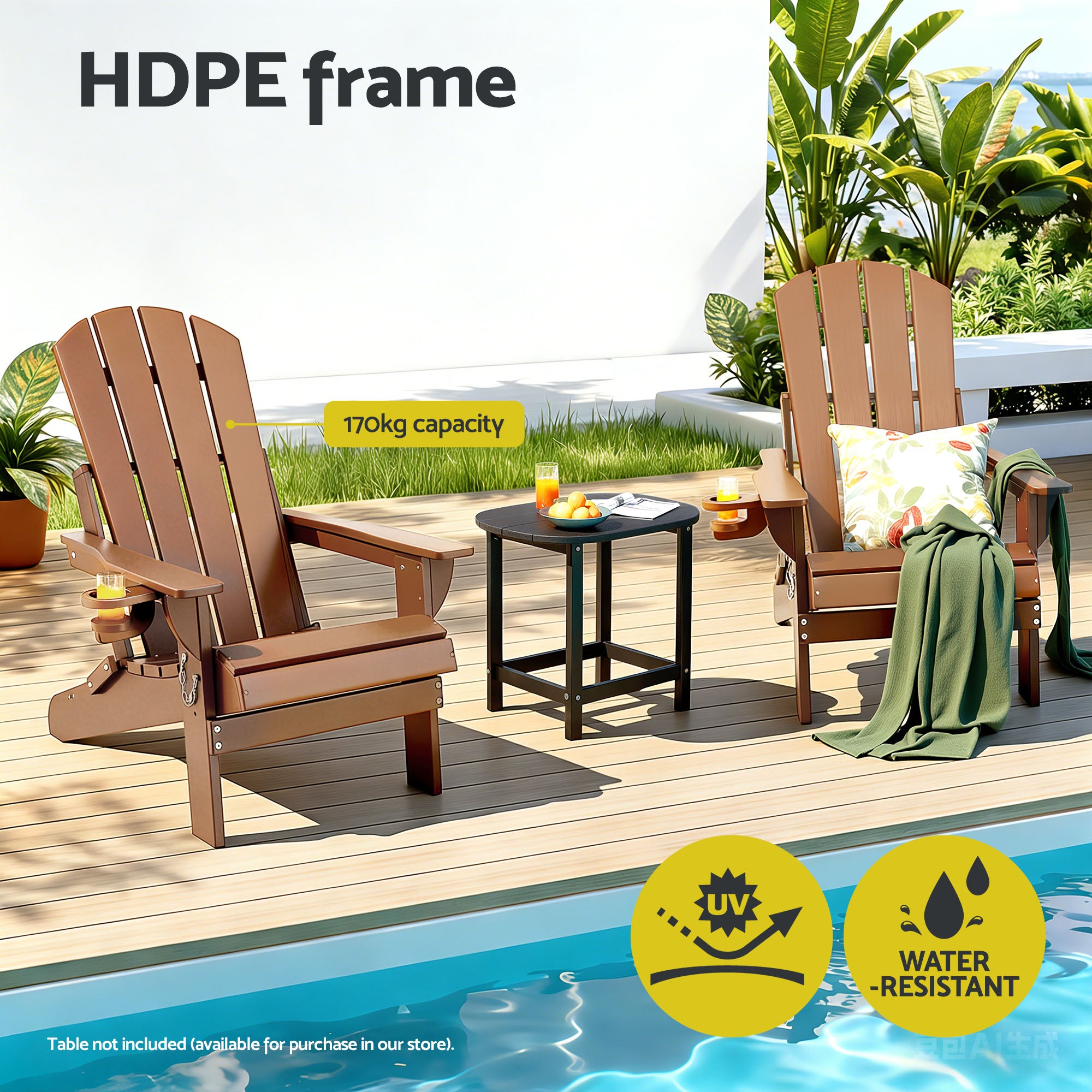 Gardeon Adirondack Folding Beach Chair HDPE | Simpledeals