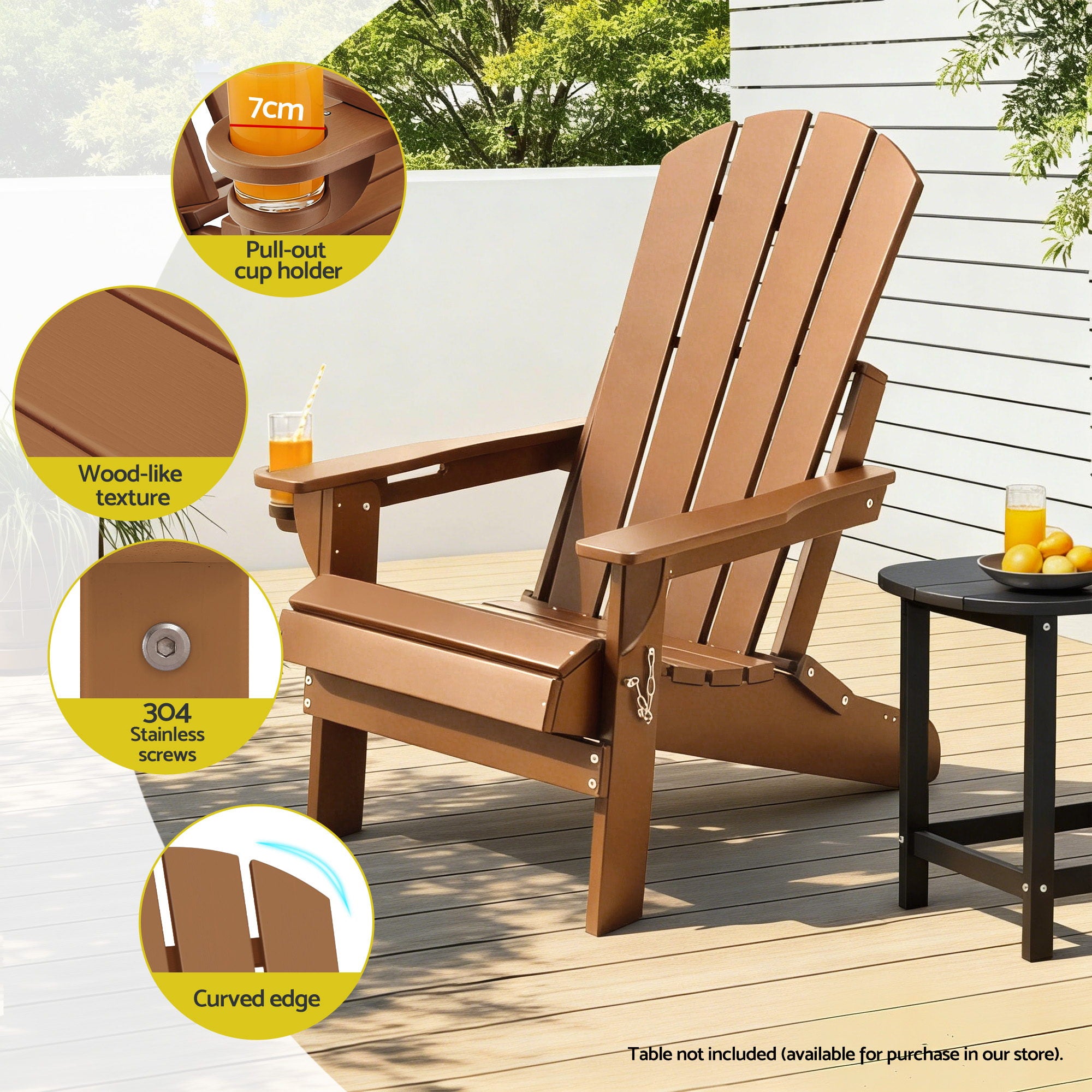 Gardeon Adirondack Folding Beach Chair HDPE | Simpledeals