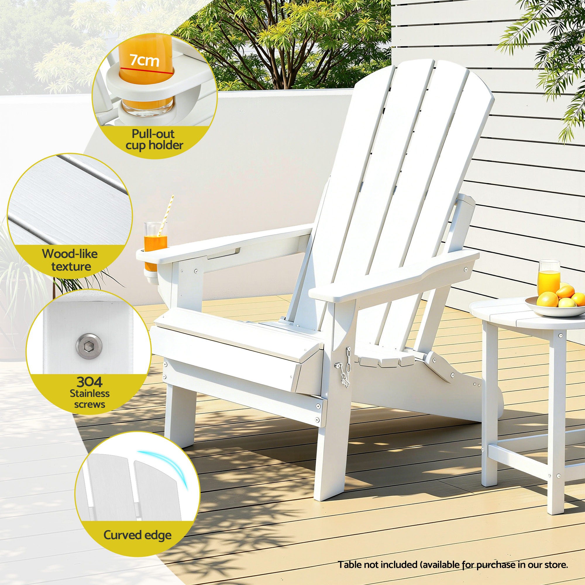 Gardeon Adirondack Outdoor Chair HDPE Folding | Simpledeals