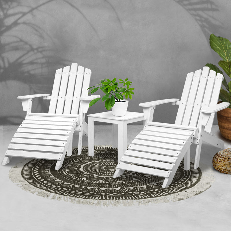 Outdoor Table And Chairs Set - White Wood | PayPal
