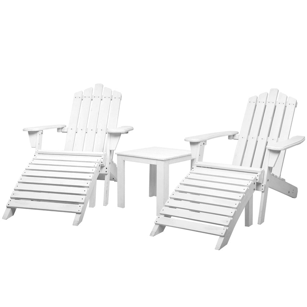 Outdoor Sun Lounge Beach Chairs Table Setting Wooden Patio Chair, Gardeon Adirondack