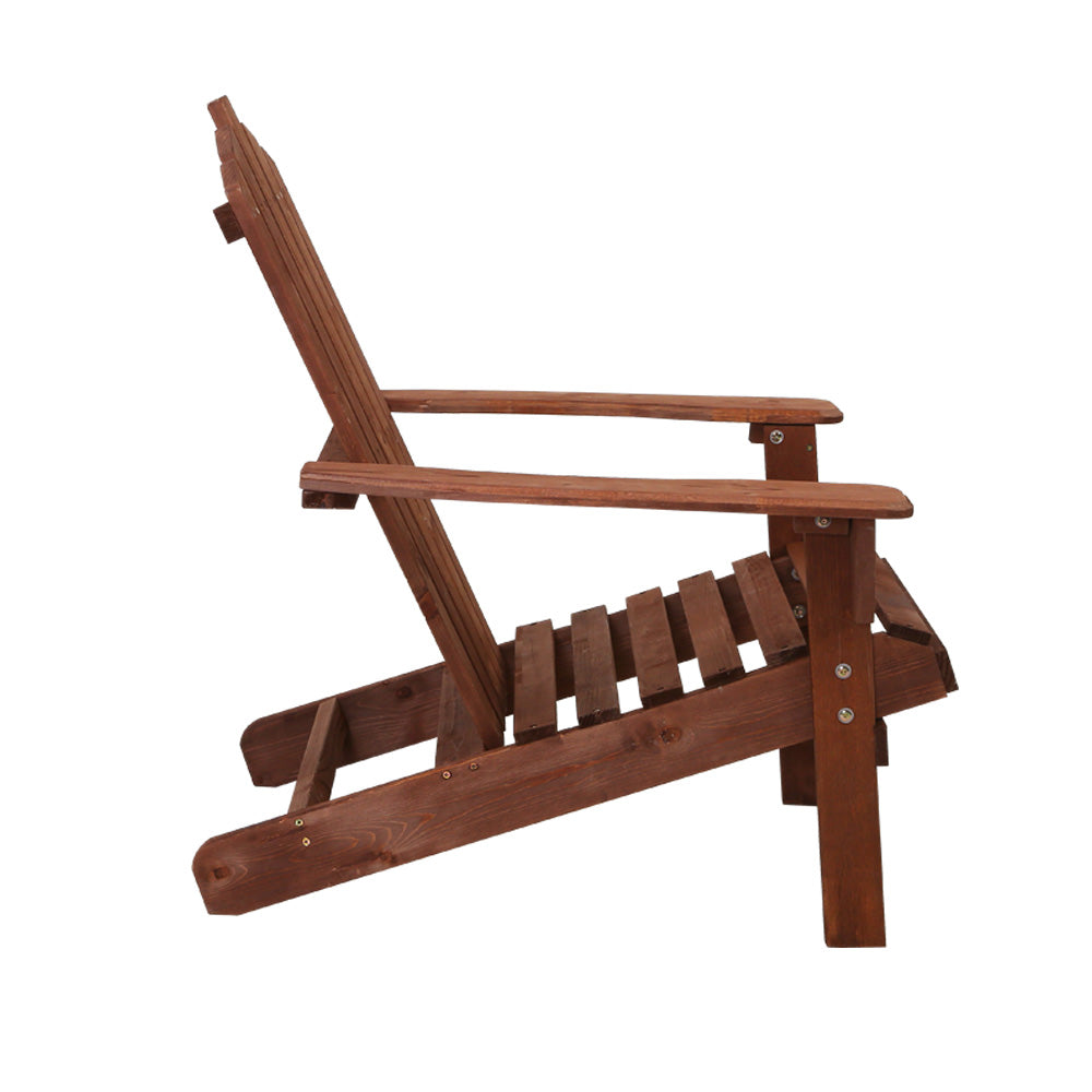 Outdoor Sun Lounge Beach Chairs Table Setting Wooden Adirondack Patio Brown Chair | Brown colour