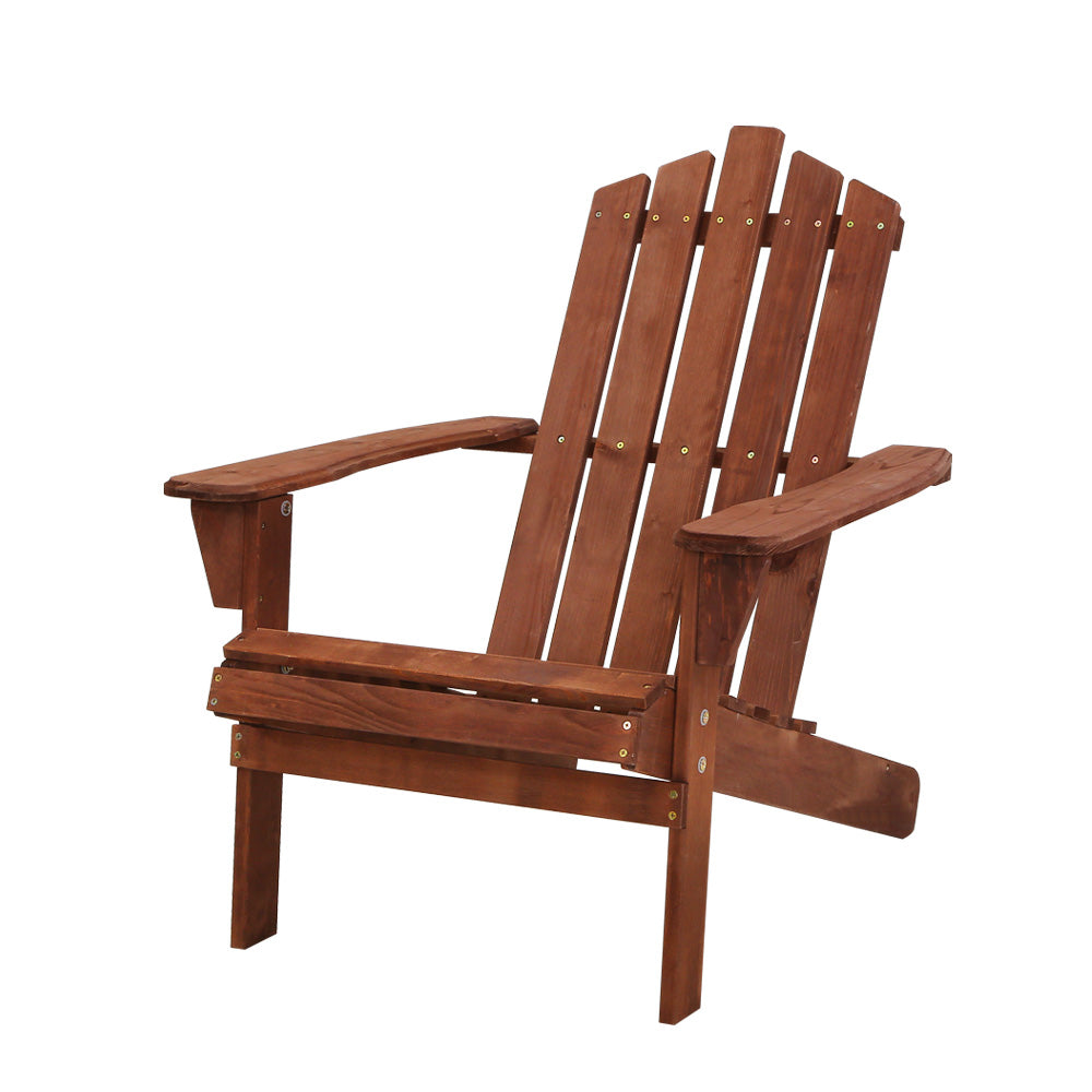Wooden finish - Outdoor Sun Lounge Beach Chairs Table Setting Wooden Adirondack Patio Brown Chair