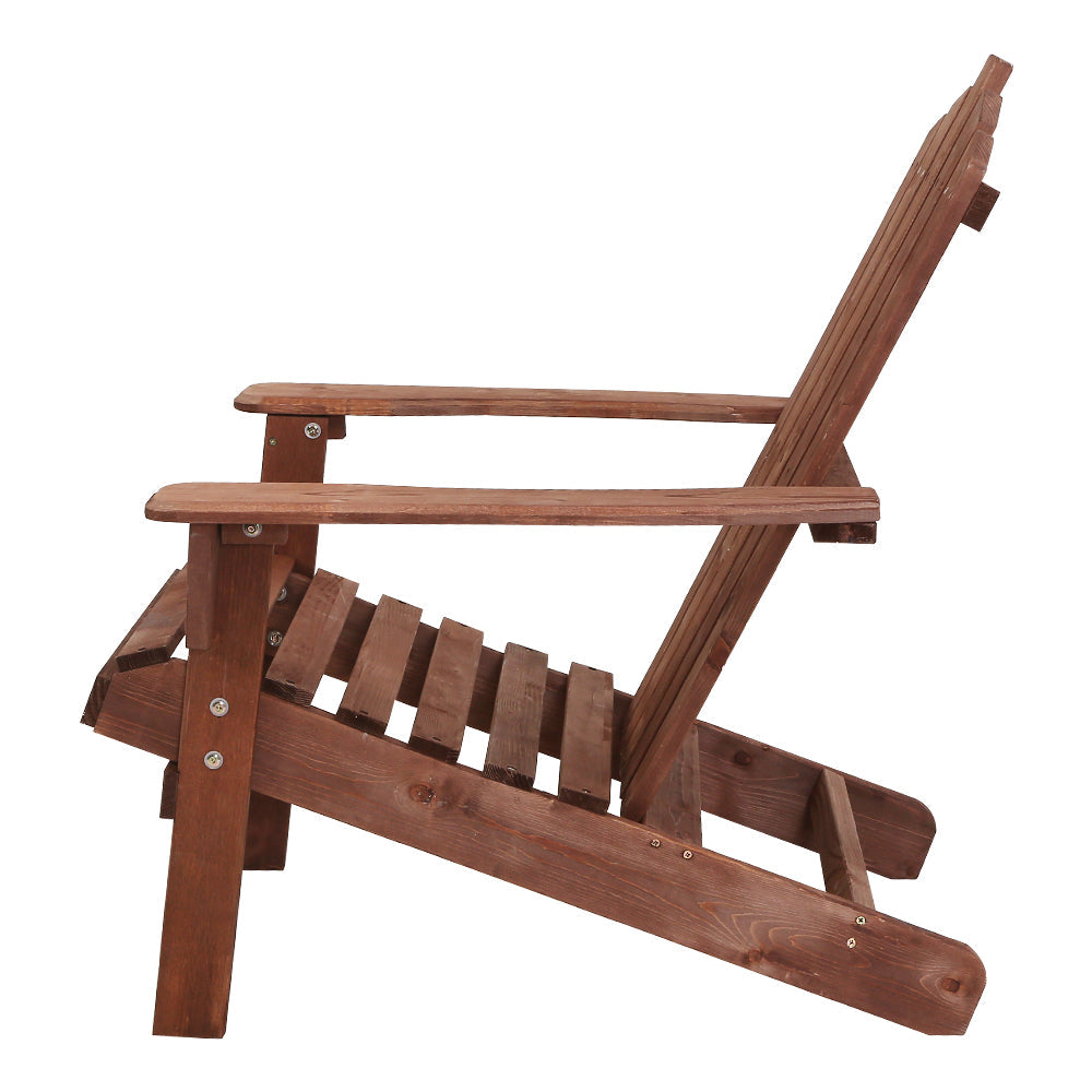Wooden finish - Outdoor Sun Lounge Beach Chairs Table Setting Wooden Adirondack Patio Chair Brwon