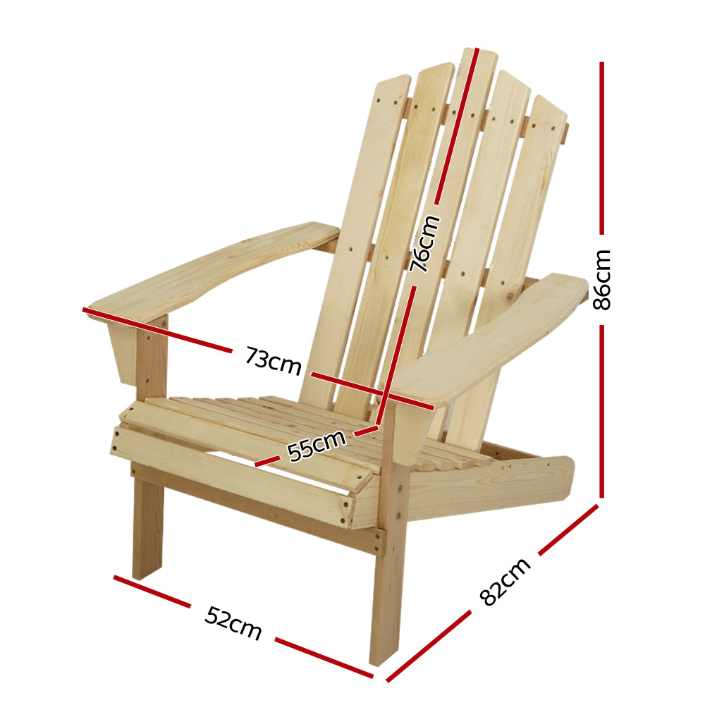 Outdoor Sun Lounge Beach Chairs Table Setting Wooden Adirondack Patio Chair Light Wood Tone | Wooden finish