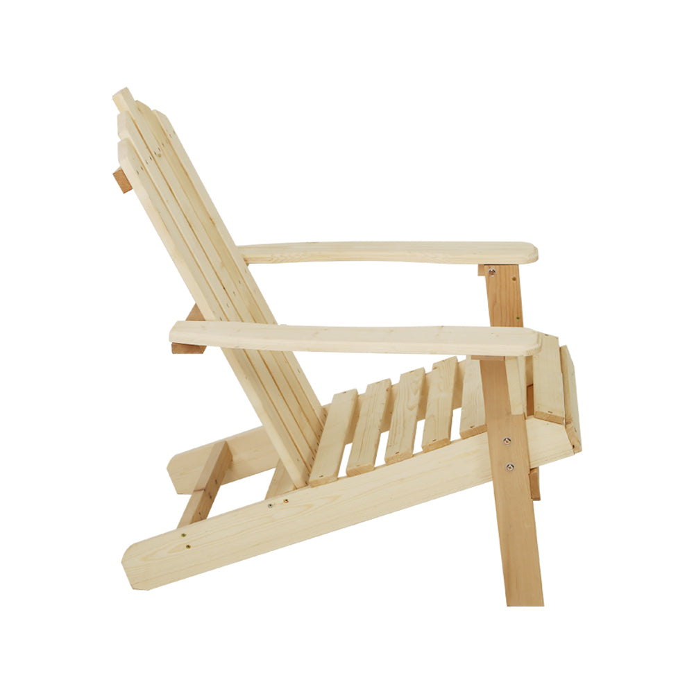 Gardeon - Outdoor Sun Lounge Beach Chairs Table Setting Wooden Adirondack Patio Chair Light Wood Tone