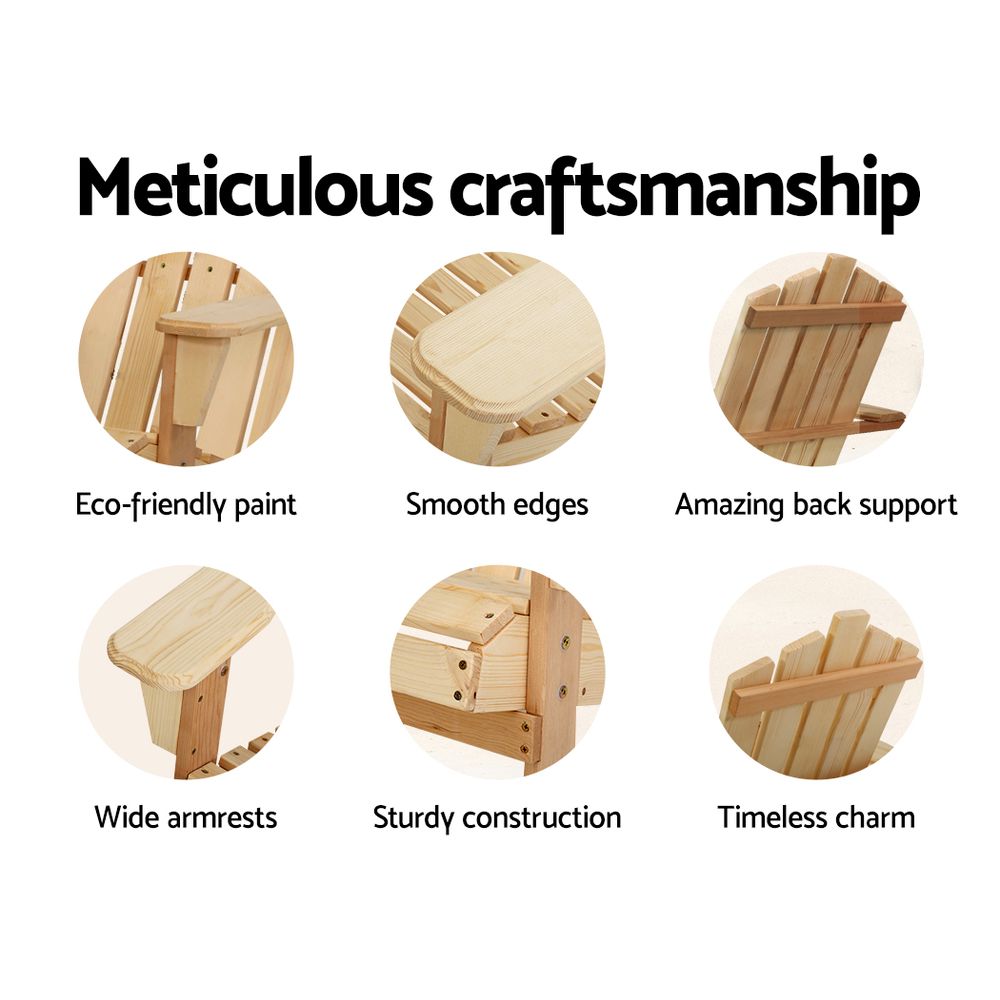 Wooden finish - Outdoor Sun Lounge Beach Chairs Table Setting Wooden Adirondack Patio Chair Light Wood Tone