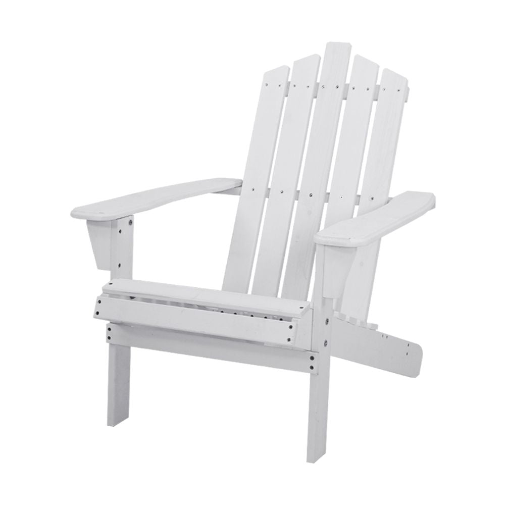 Wooden finish - Outdoor Sun Lounge Beach Chairs Table Setting Wooden Adirondack Patio - White