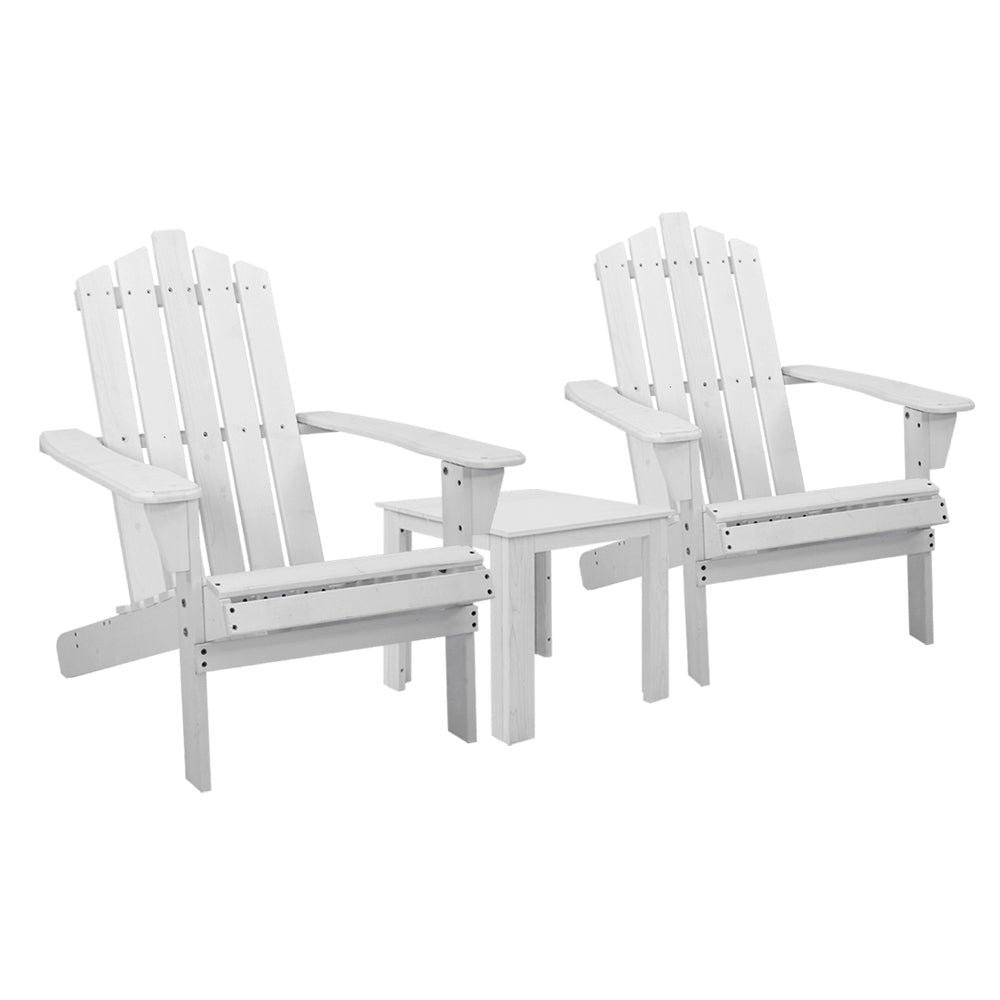 White colour - Gardeon Outdoor Sun Lounge Beach Chairs Table Setting Wooden Adirondack Patio Chair White