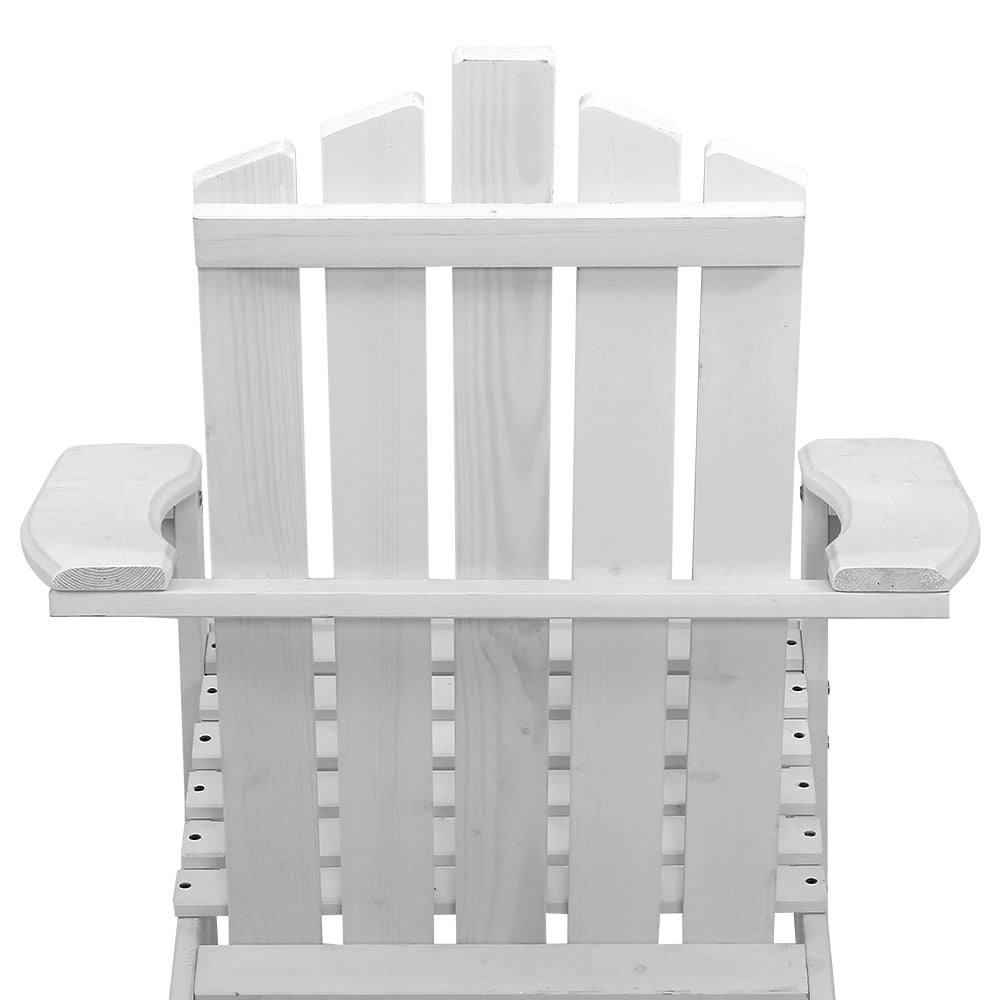 Gardeon Outdoor Sun Lounge Beach Chairs Table Setting Wooden Adirondack Patio Chair White | Outdoor Sofas & Lounge Sets