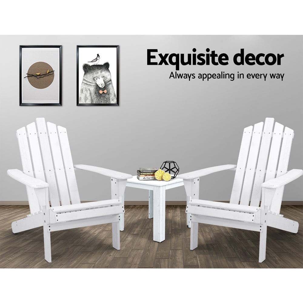 Gardeon Outdoor Sun Lounge Beach Chairs Table Setting Wooden Adirondack Patio Chair White with Outdoor Sofas & Lounge Se