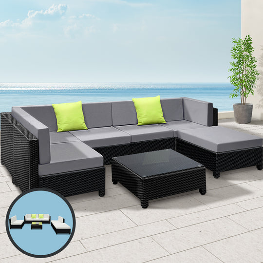 7PC Sofa Set Outdoor Furniture Lounge Setting Wicker Couches