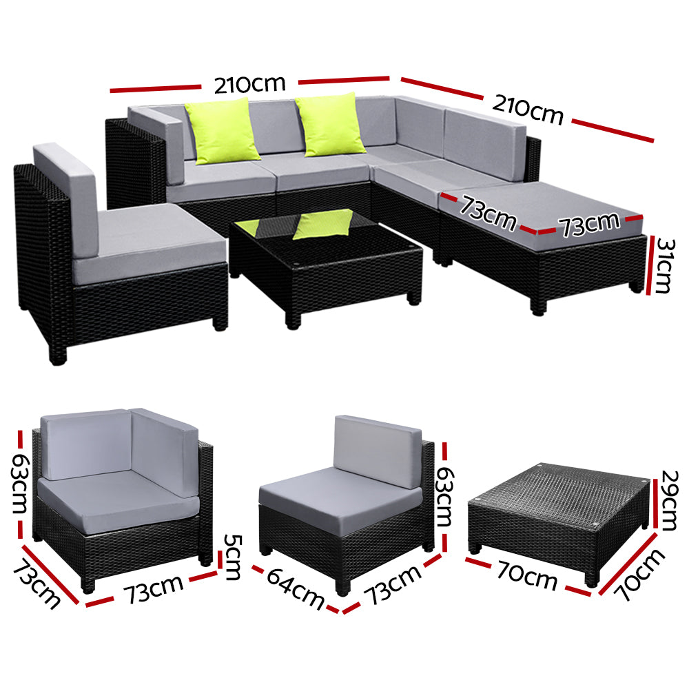 7-Piece Wicker Outdoor Sofa Set with Cushions and Seat Covers Included