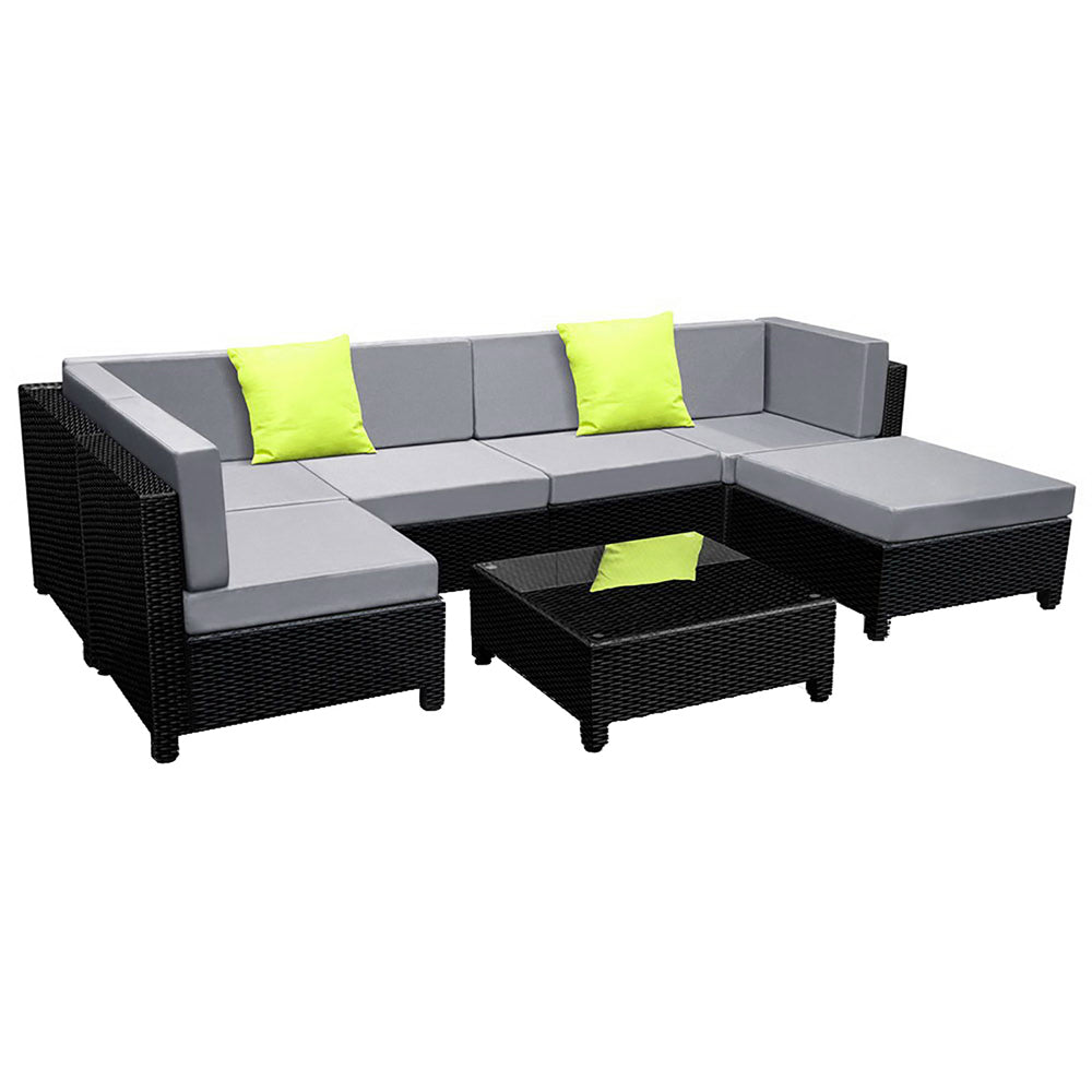 7-Piece Wicker Outdoor Sofa Set with Cushions and Seat Covers Included